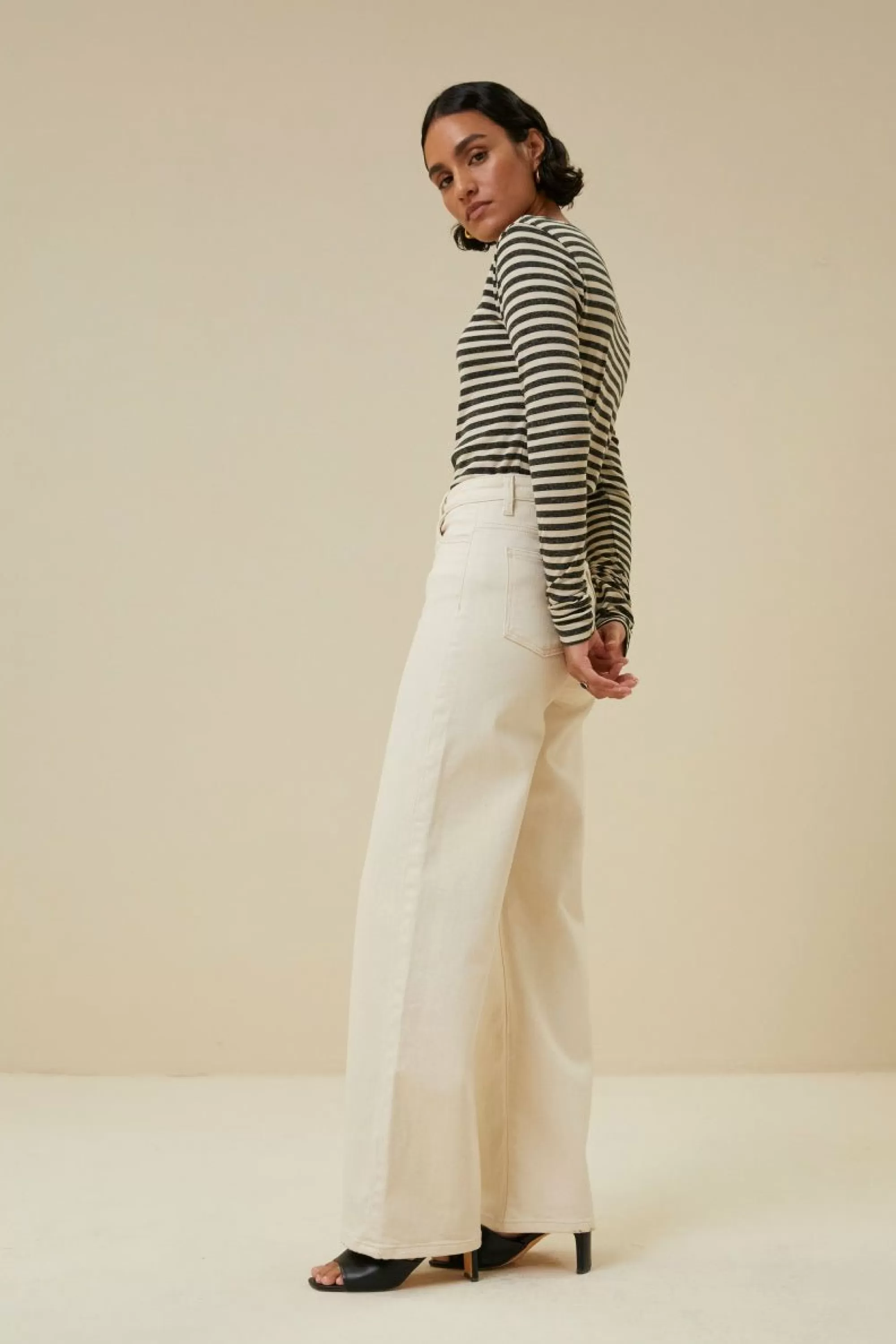 By bar Basic Ls Stripe Top Chalk Online