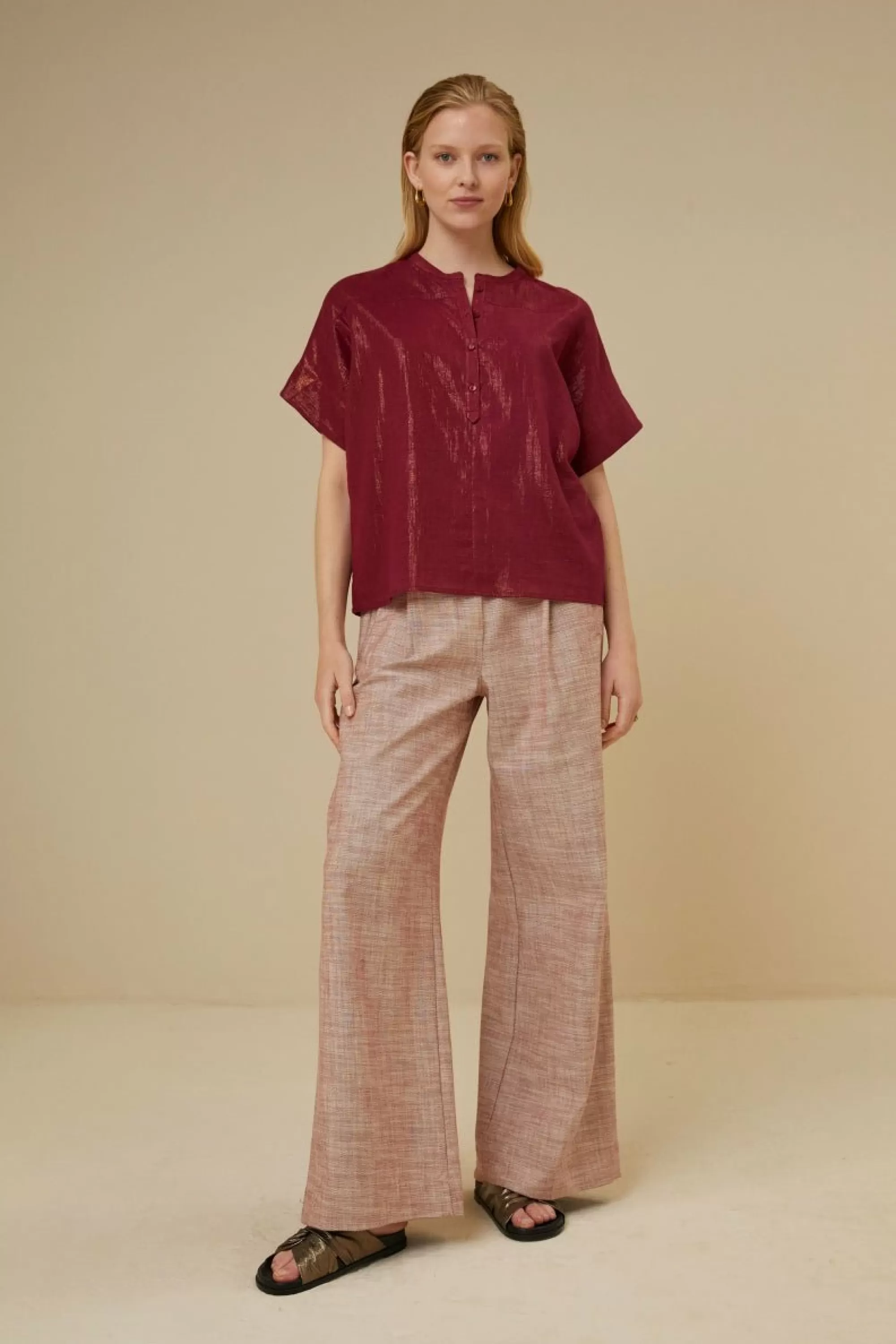 By bar Bo Metallic Blouse Grenache Cheap