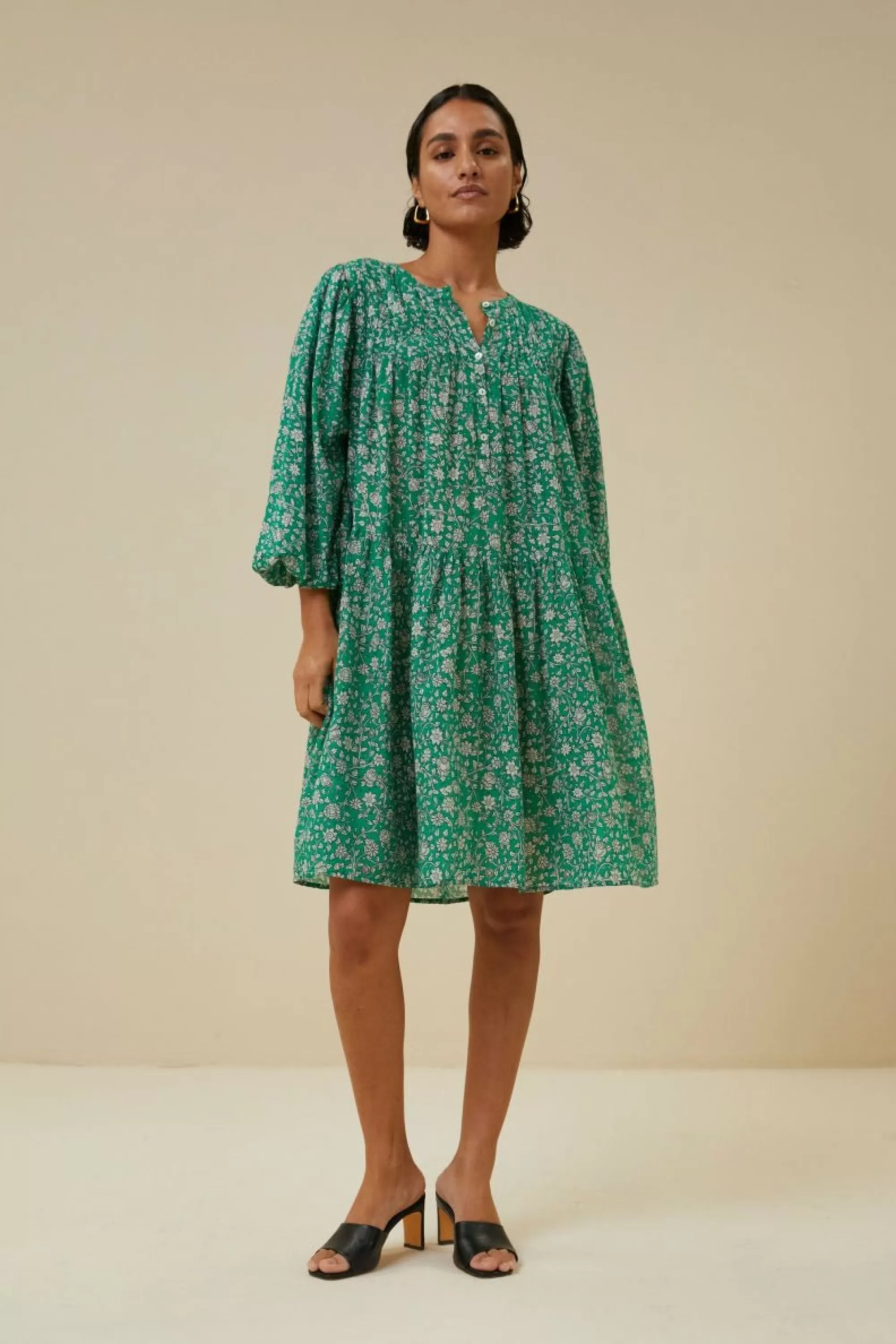 By bar Bowie Green Flower Dress Green-Flower-Print New