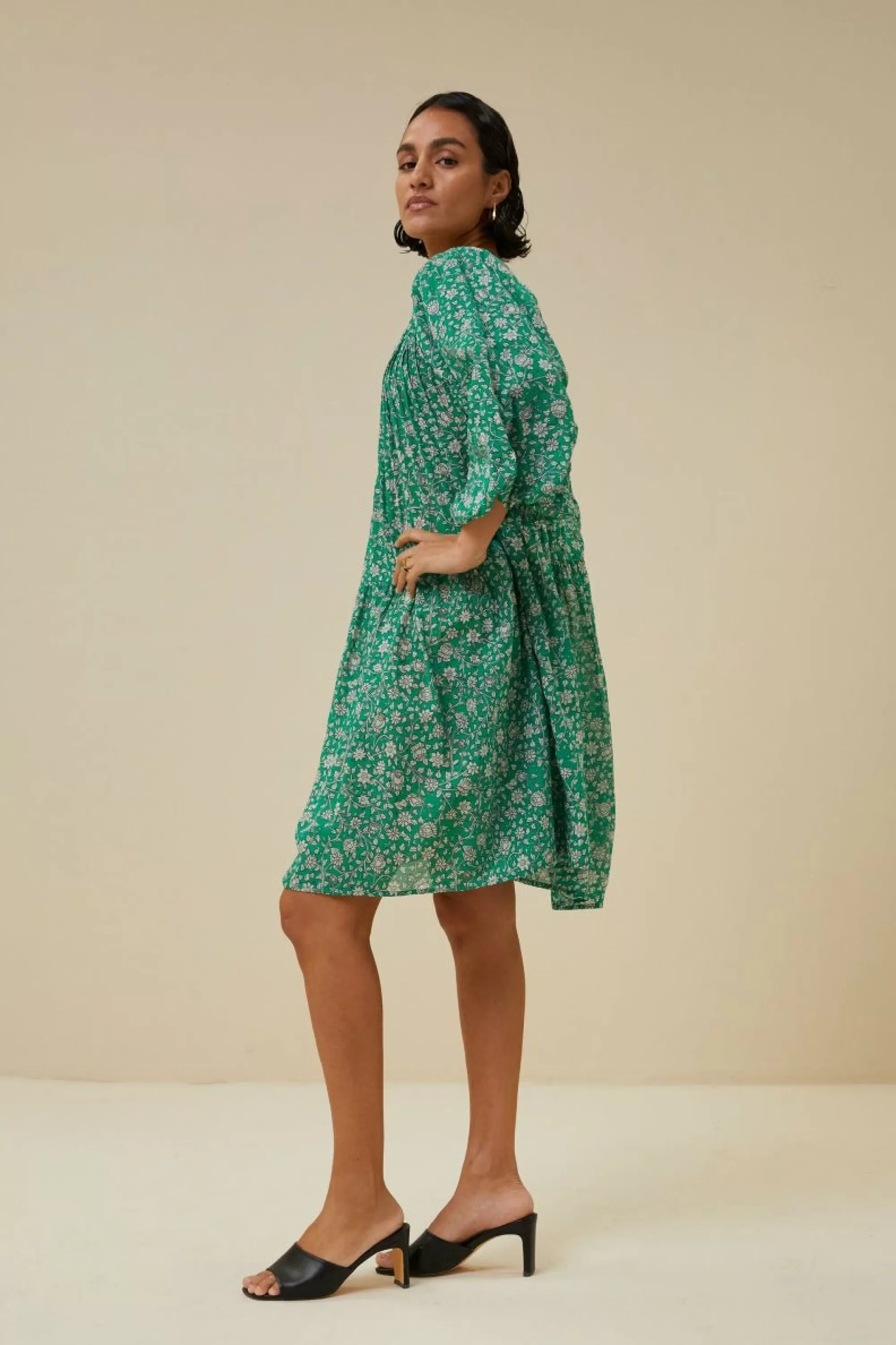 By bar Bowie Green Flower Dress Green-Flower-Print New