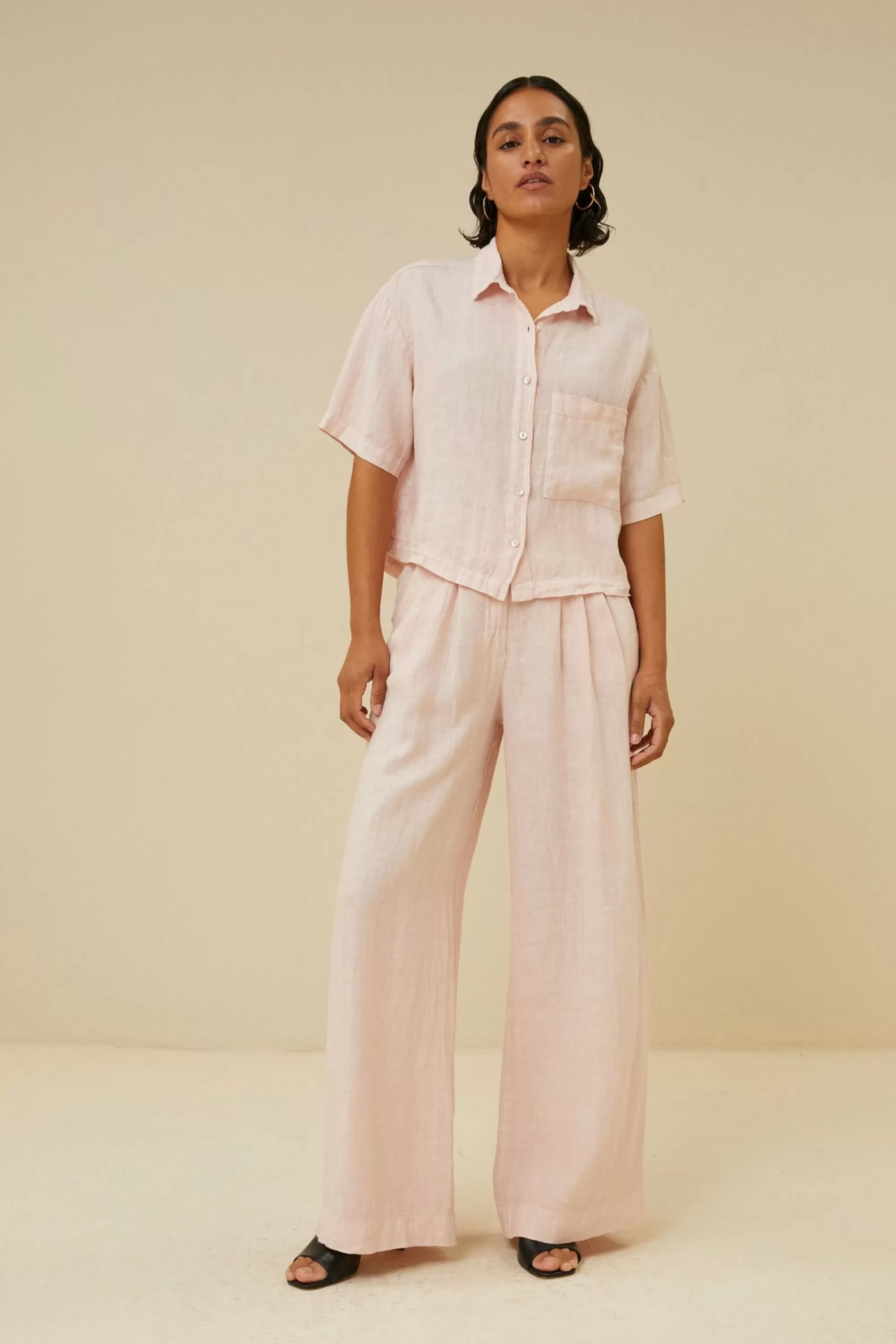 By bar Cris Linen Blouse Cipria-Pink Fashion