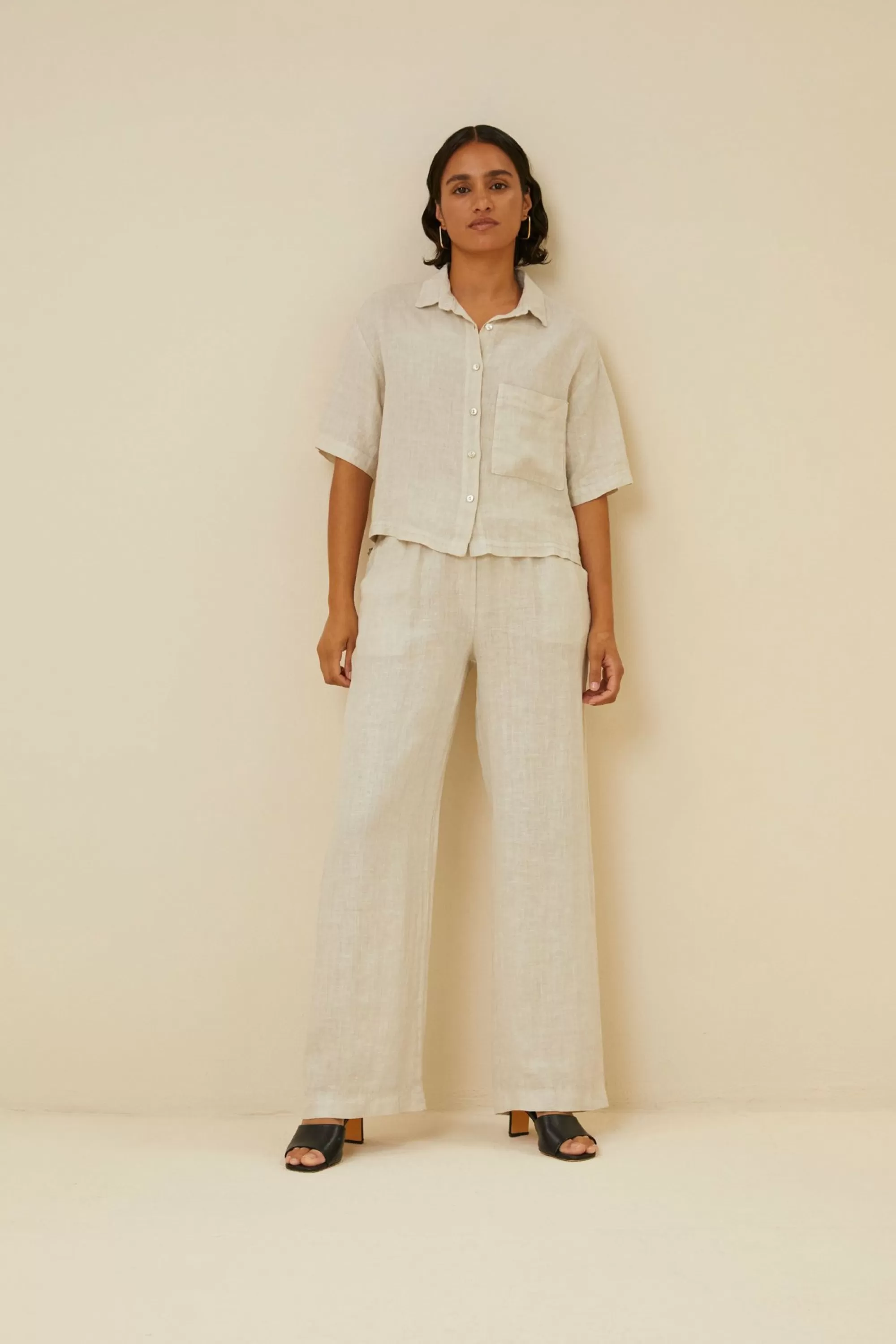 By bar Cris Linen Blouse Chalk Shop