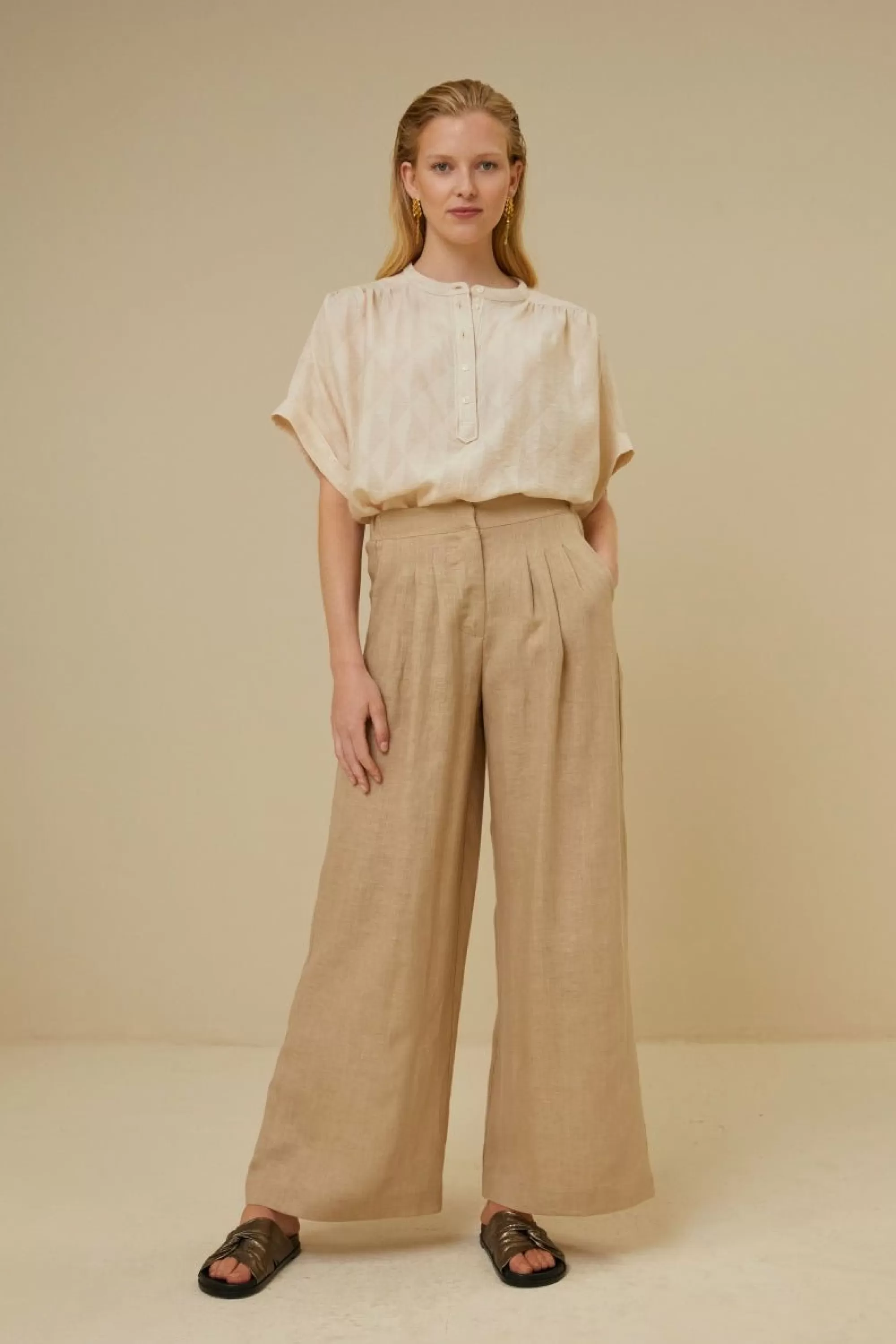 By bar Eli Linen Pant Latte Hot