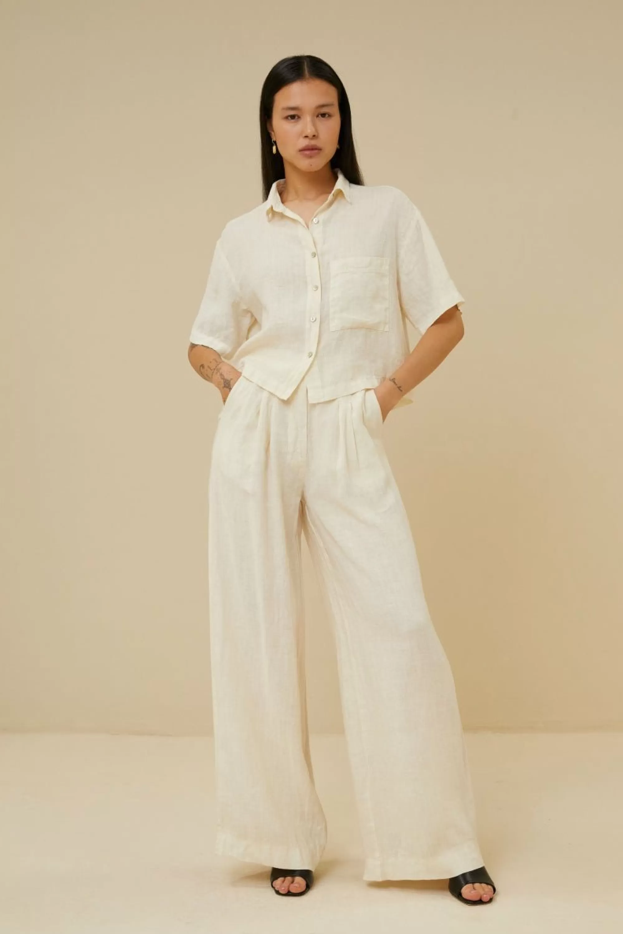 By bar Eli Linen Pant Cream Best