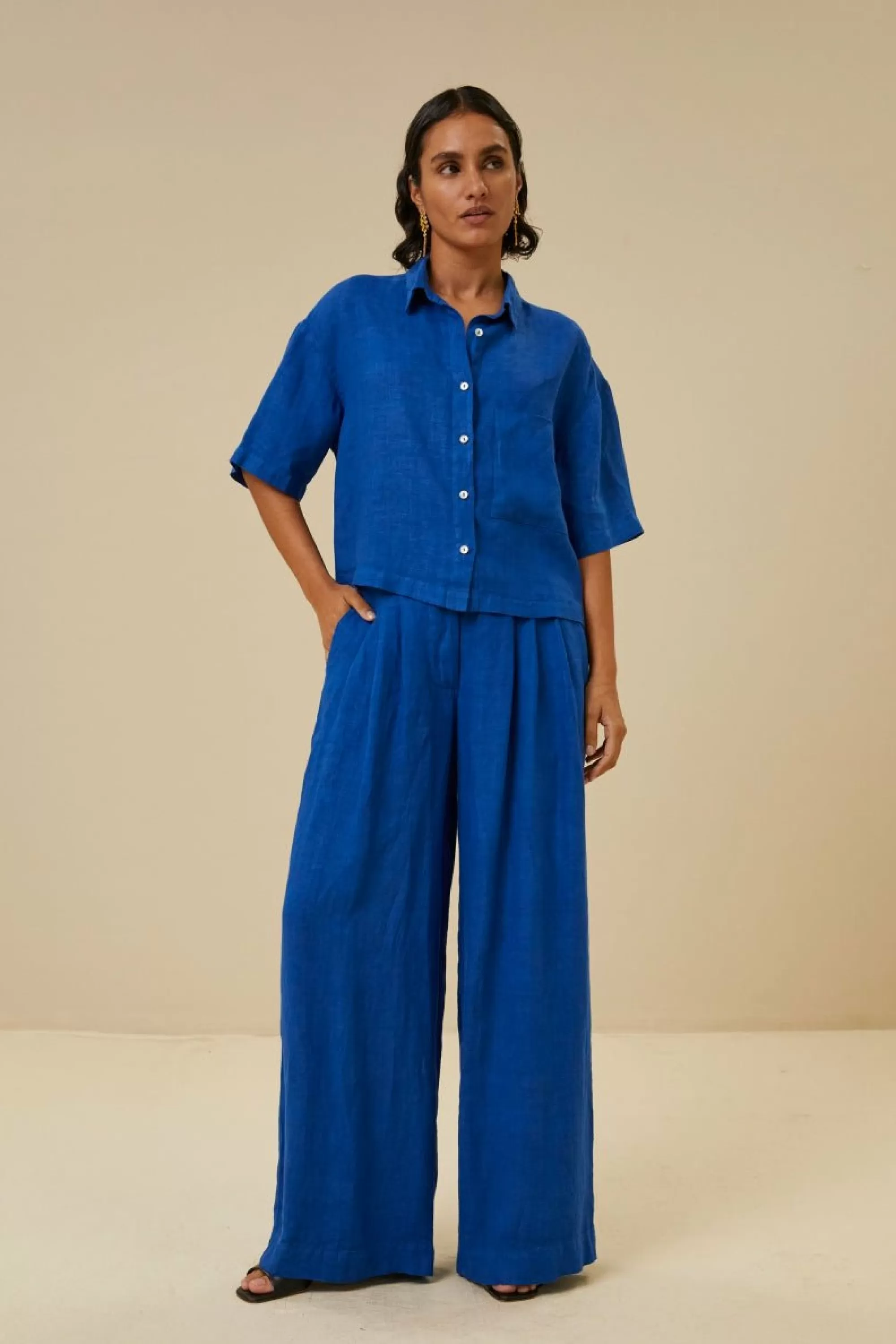 By bar Eli Linen Pant Kingsblue Clearance