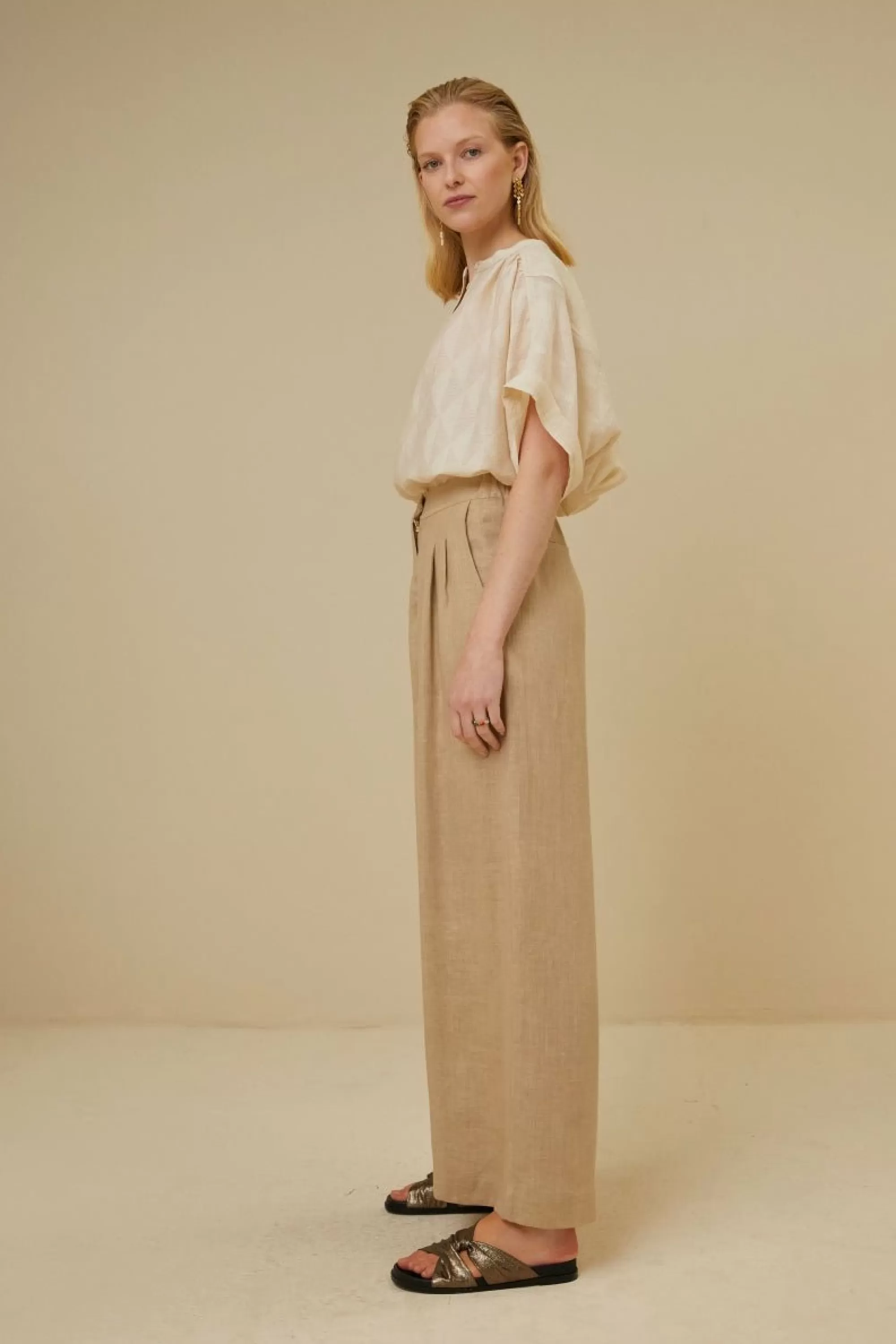 By bar Eli Linen Pant Latte Hot