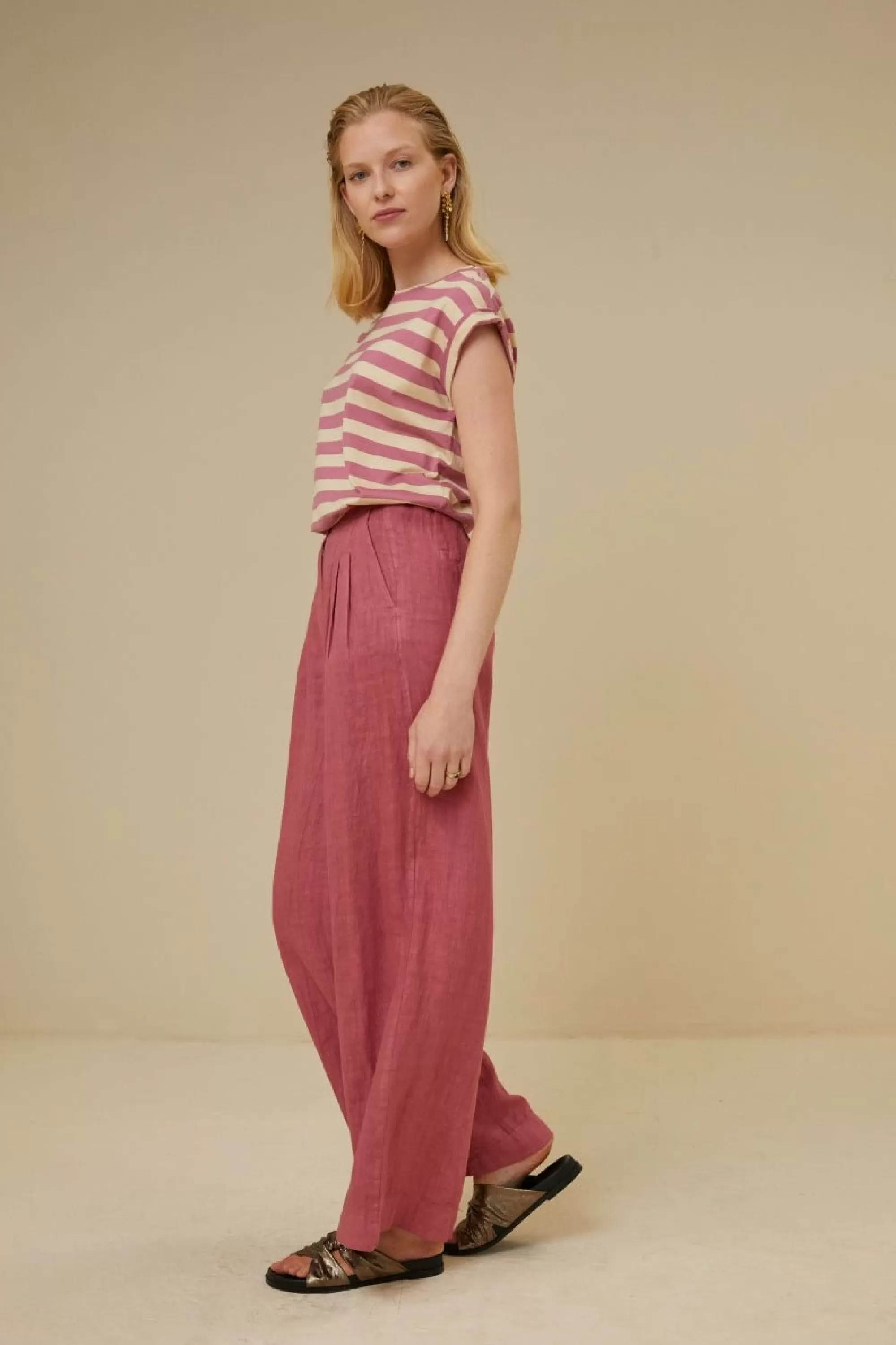 By bar Eli Linen Pant Raspberry New