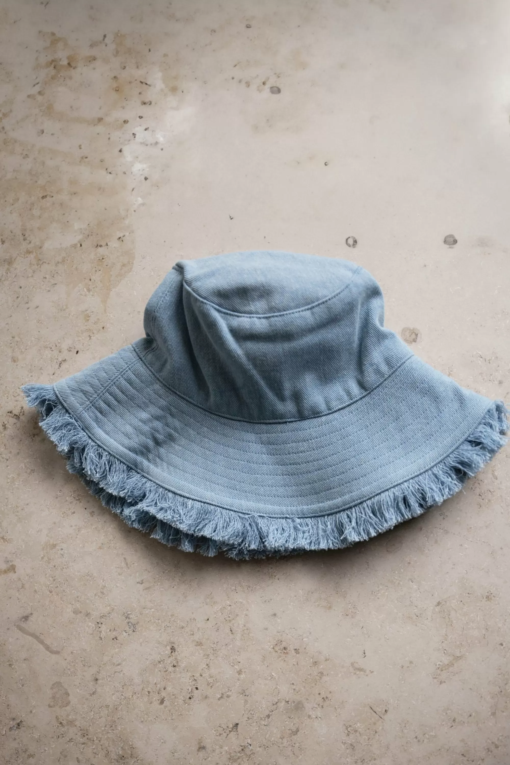 By bar Fringed Bucket Hat Light-Denim Online