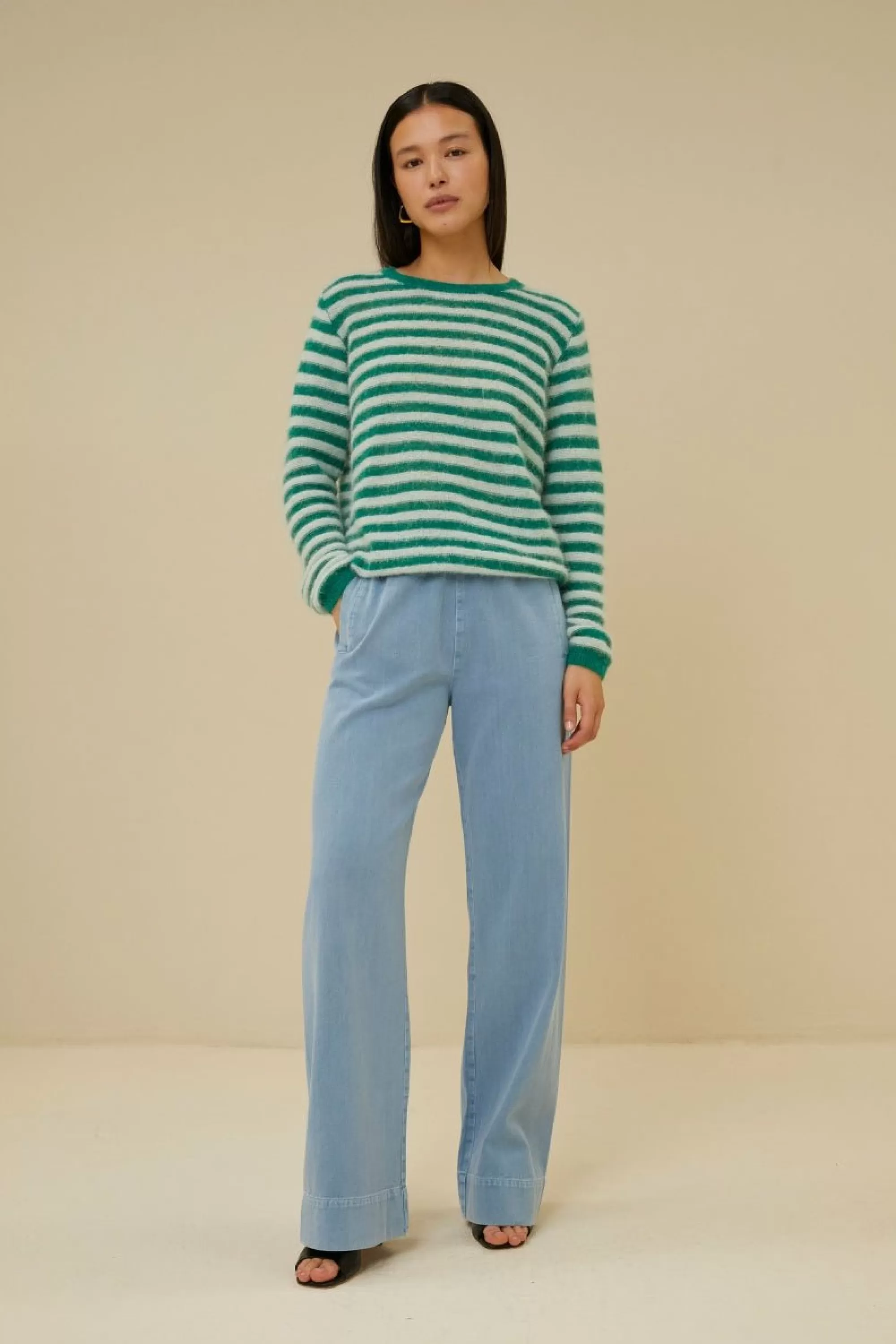 By bar Gwen Thin Stripe Pullover Evergreen Cheap