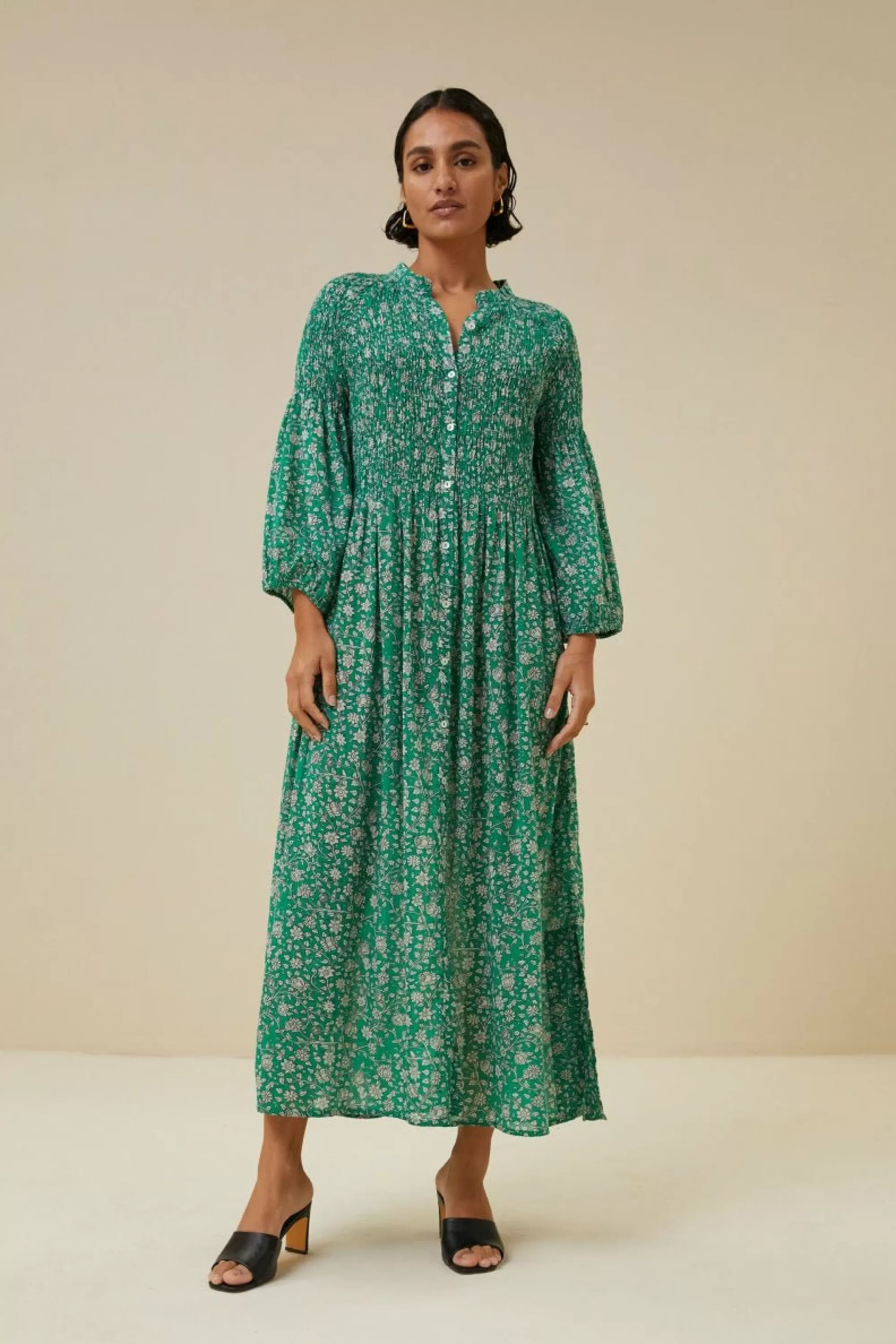 By bar Loulou Green Flower Dress Green-Flower-Print Best