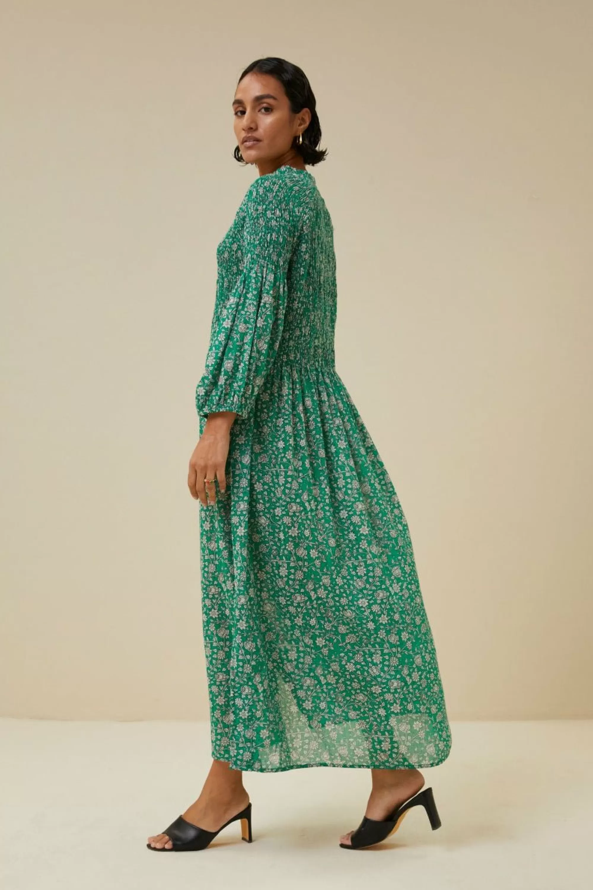 By bar Loulou Green Flower Dress Green-Flower-Print Best