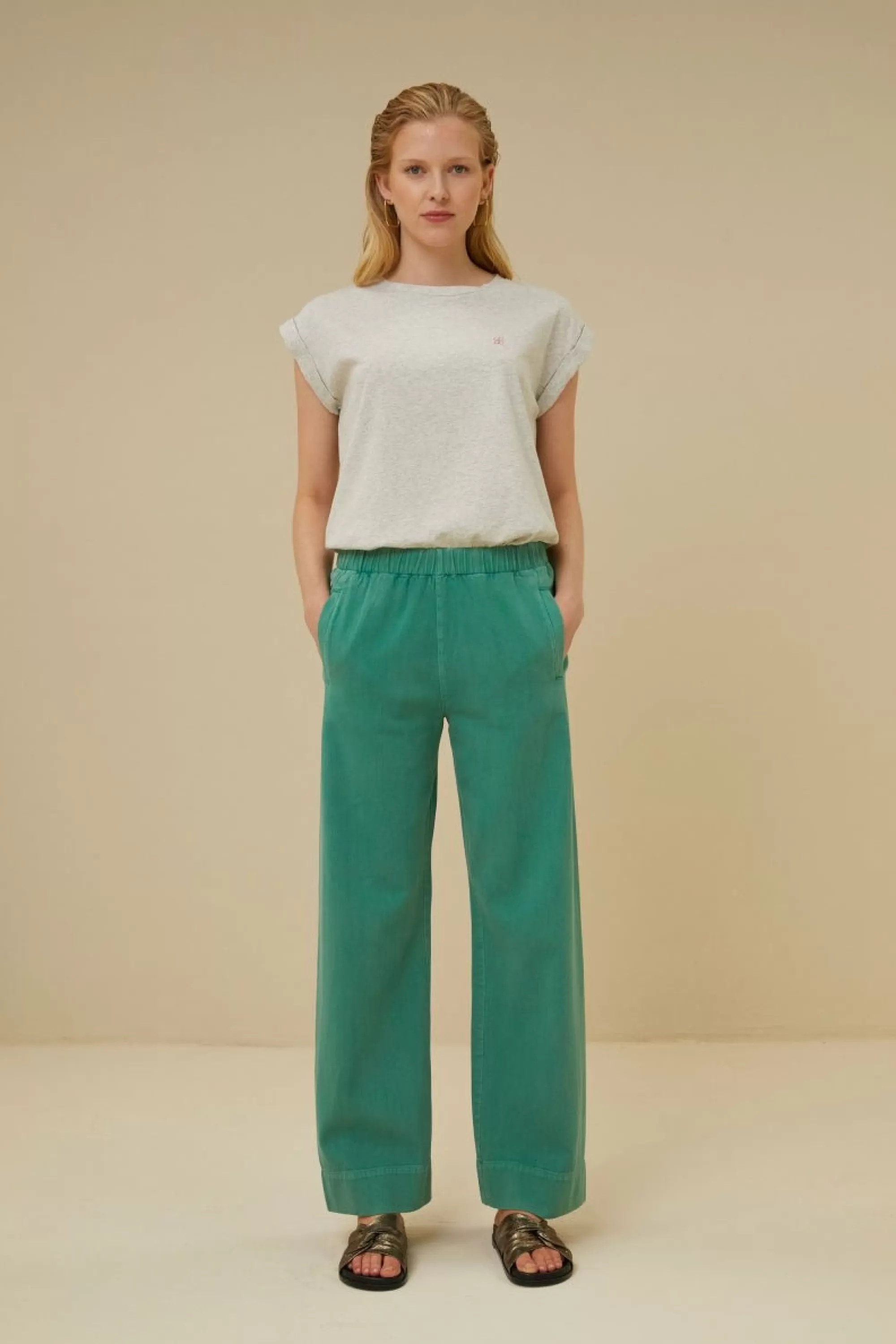 By bar Mees Twill Pant Aloe-Vera- Online