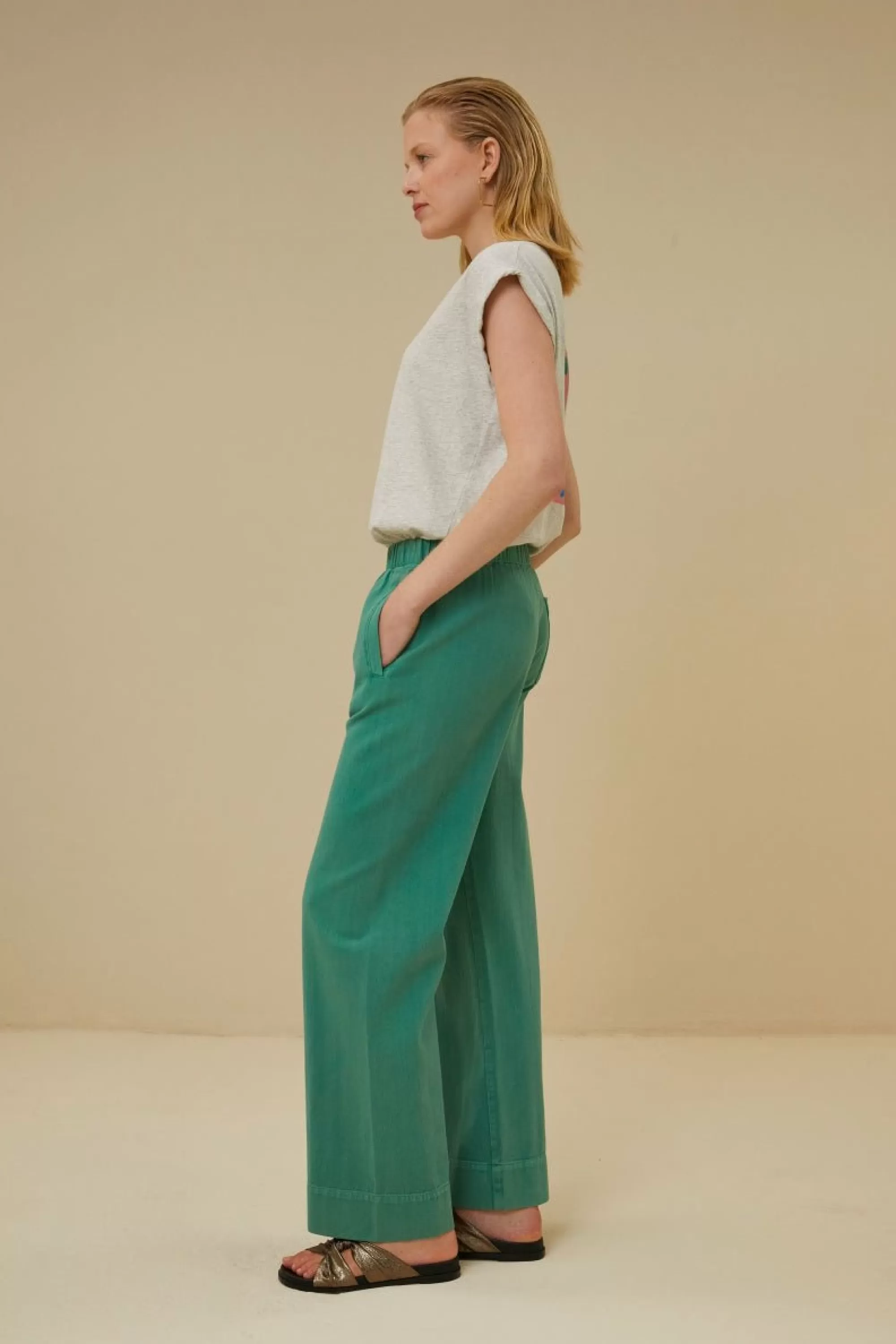 By bar Mees Twill Pant Aloe-Vera- Online