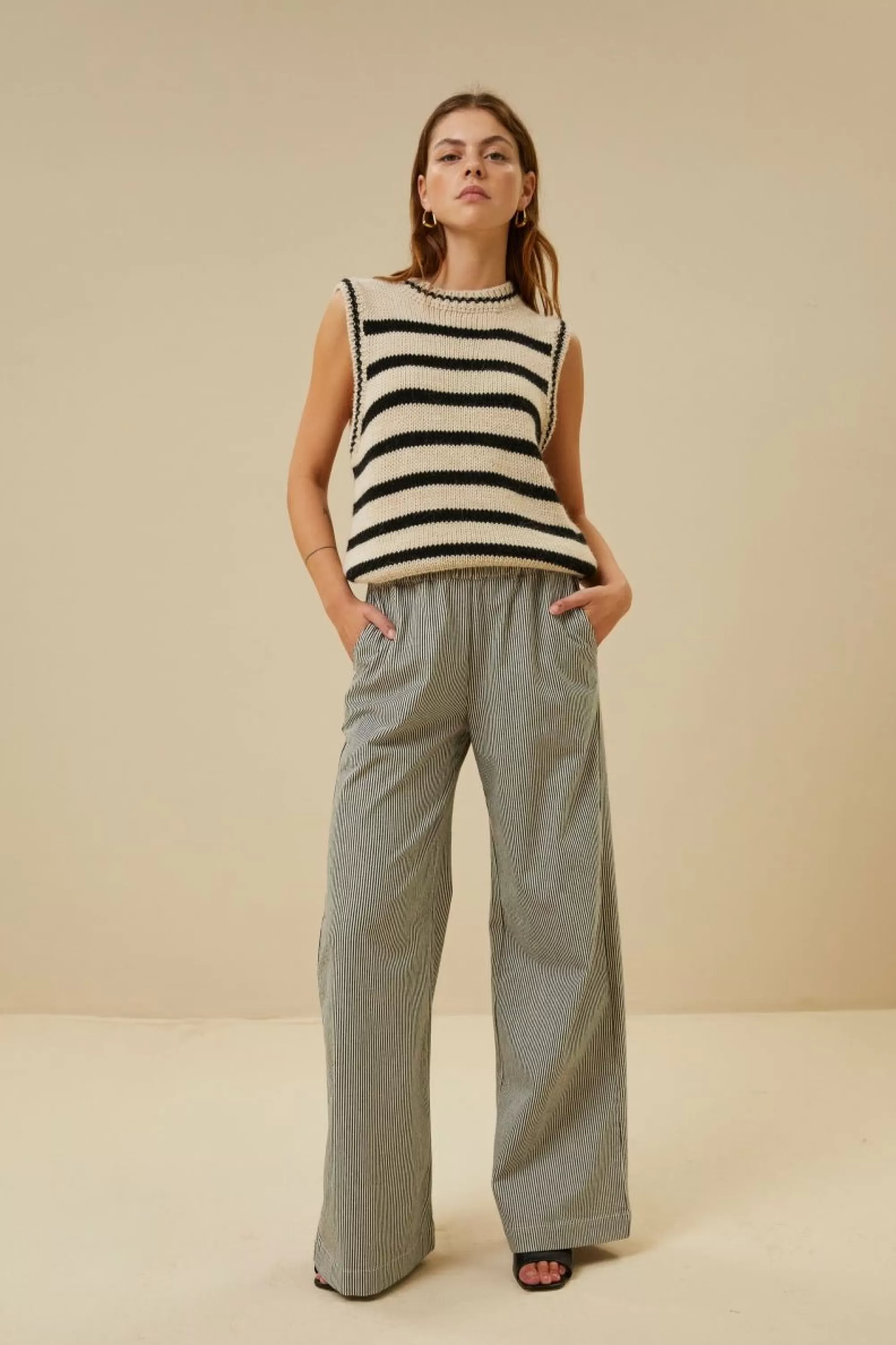 By bar Neal Stripe Pant Jet-Black Cheap