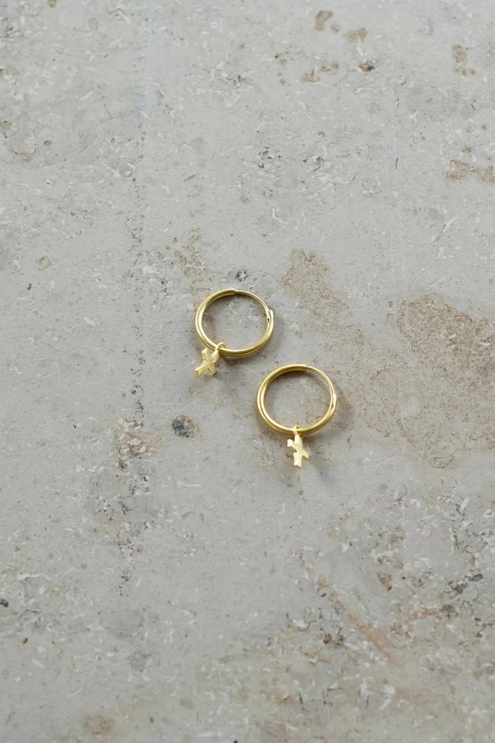 By bar Pd Cross Round Earring Gold Cheap