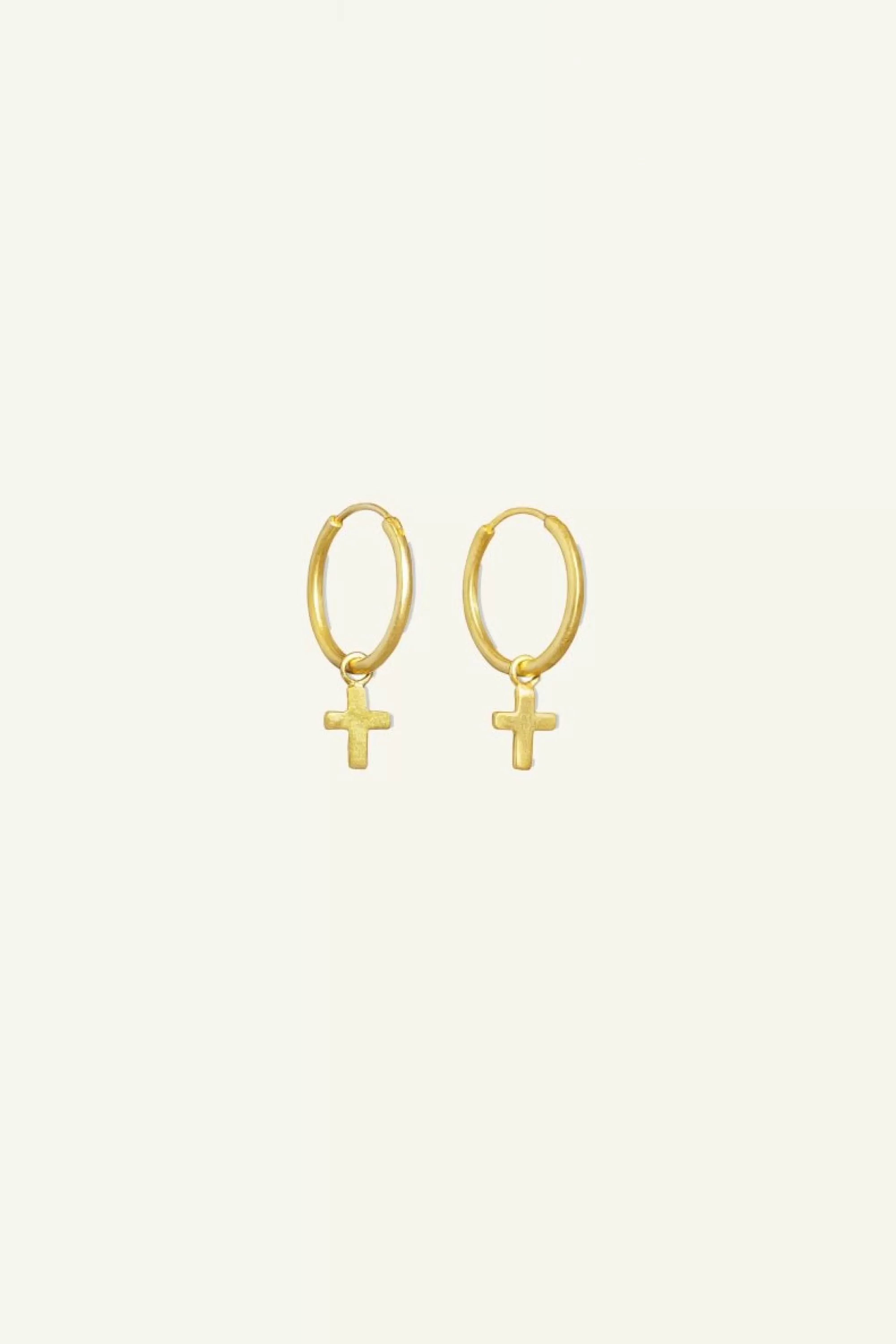 By bar Pd Cross Round Earring Gold Cheap