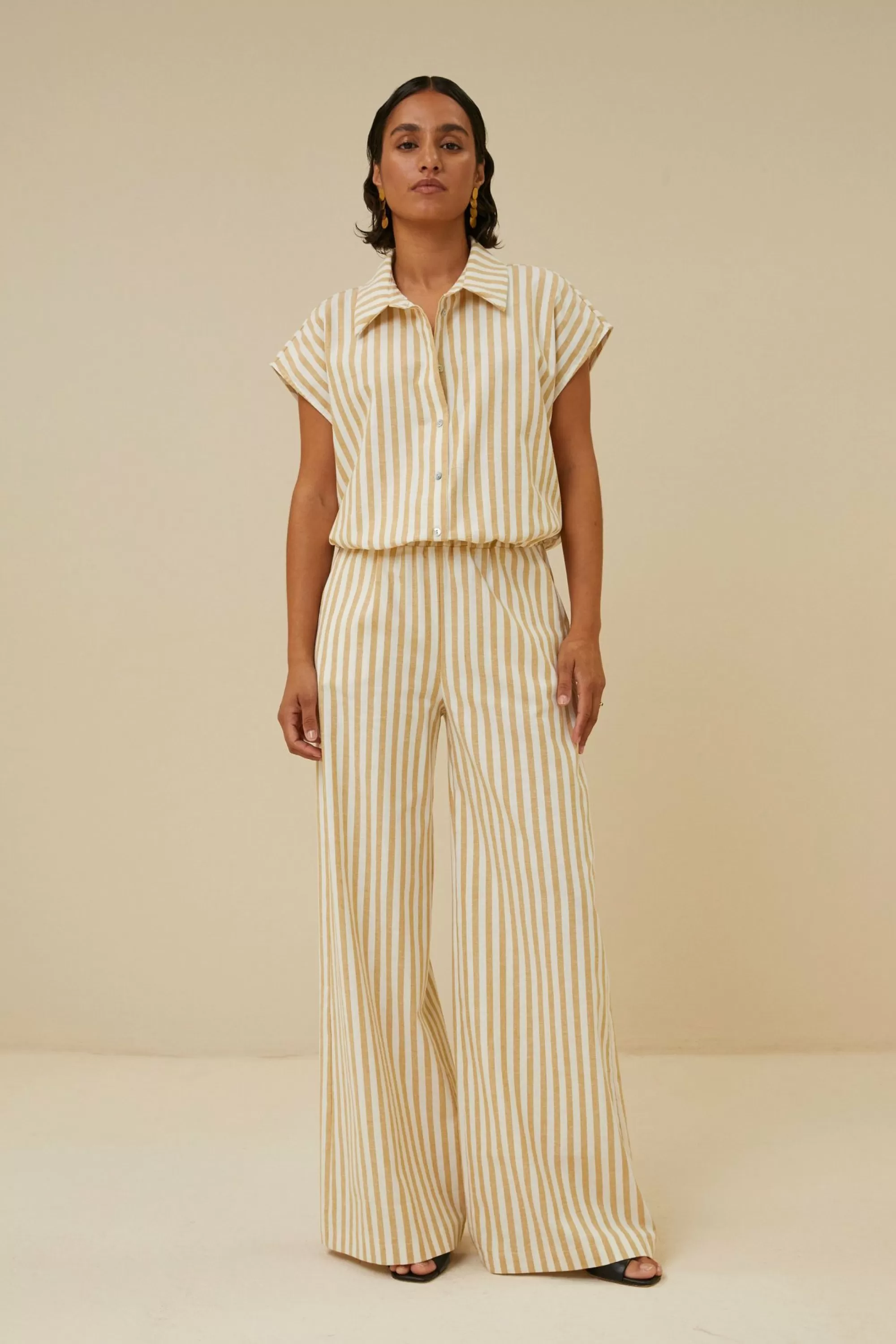 By bar Randy Linen Stripe Pant Ochre Outlet