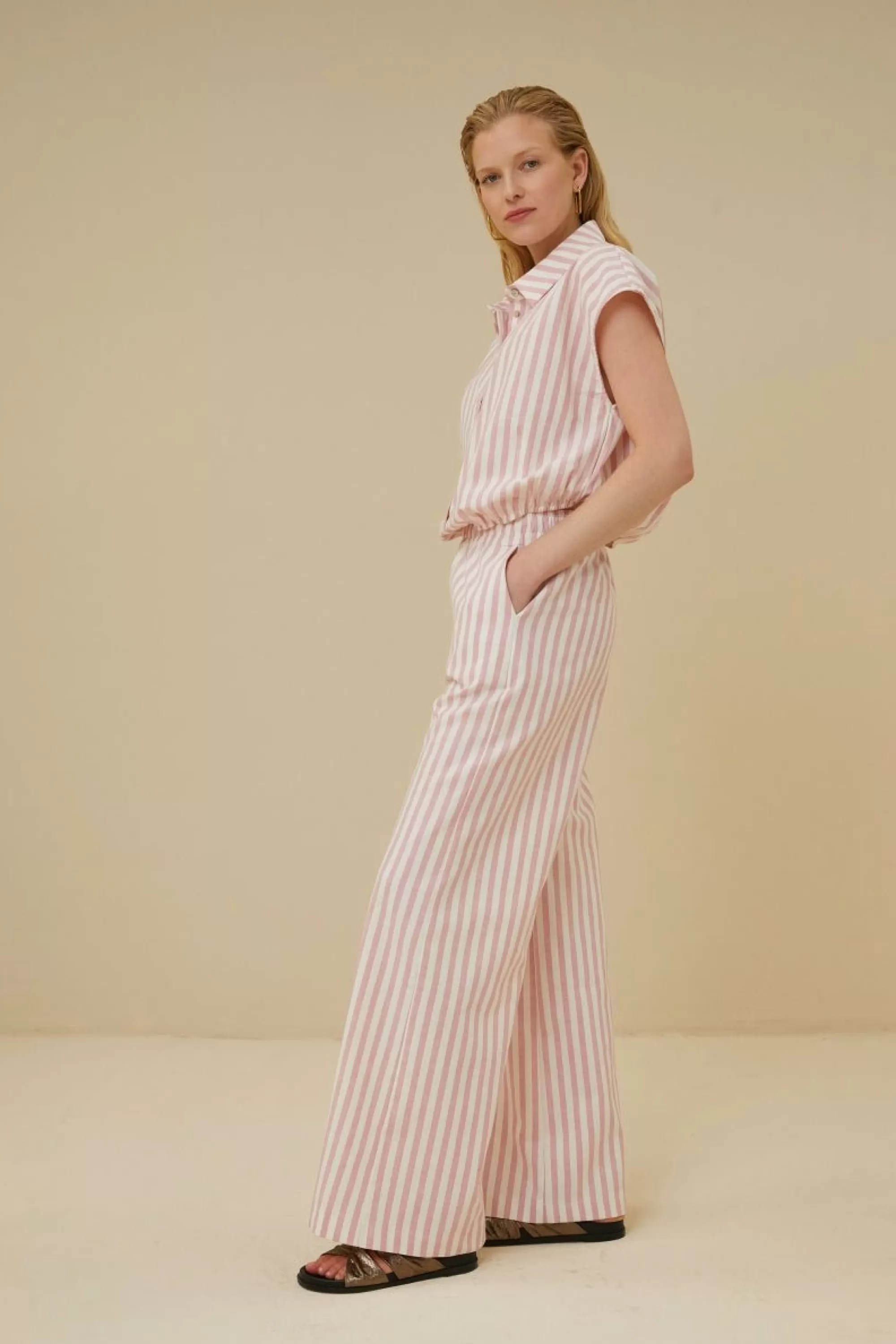 By bar Randy Linen Stripe Pant Bubblegum Flash Sale