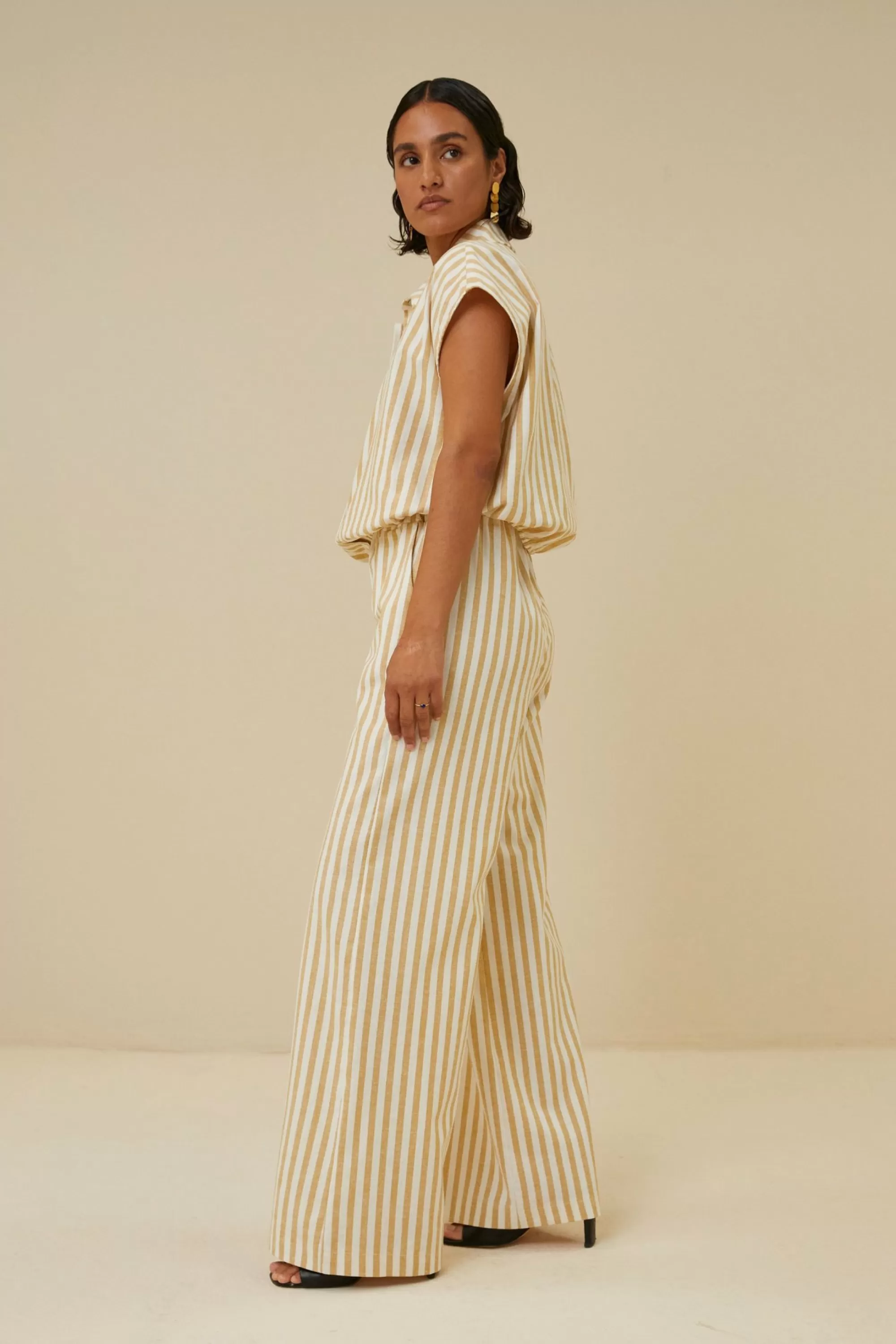 By bar Randy Linen Stripe Pant Ochre Hot