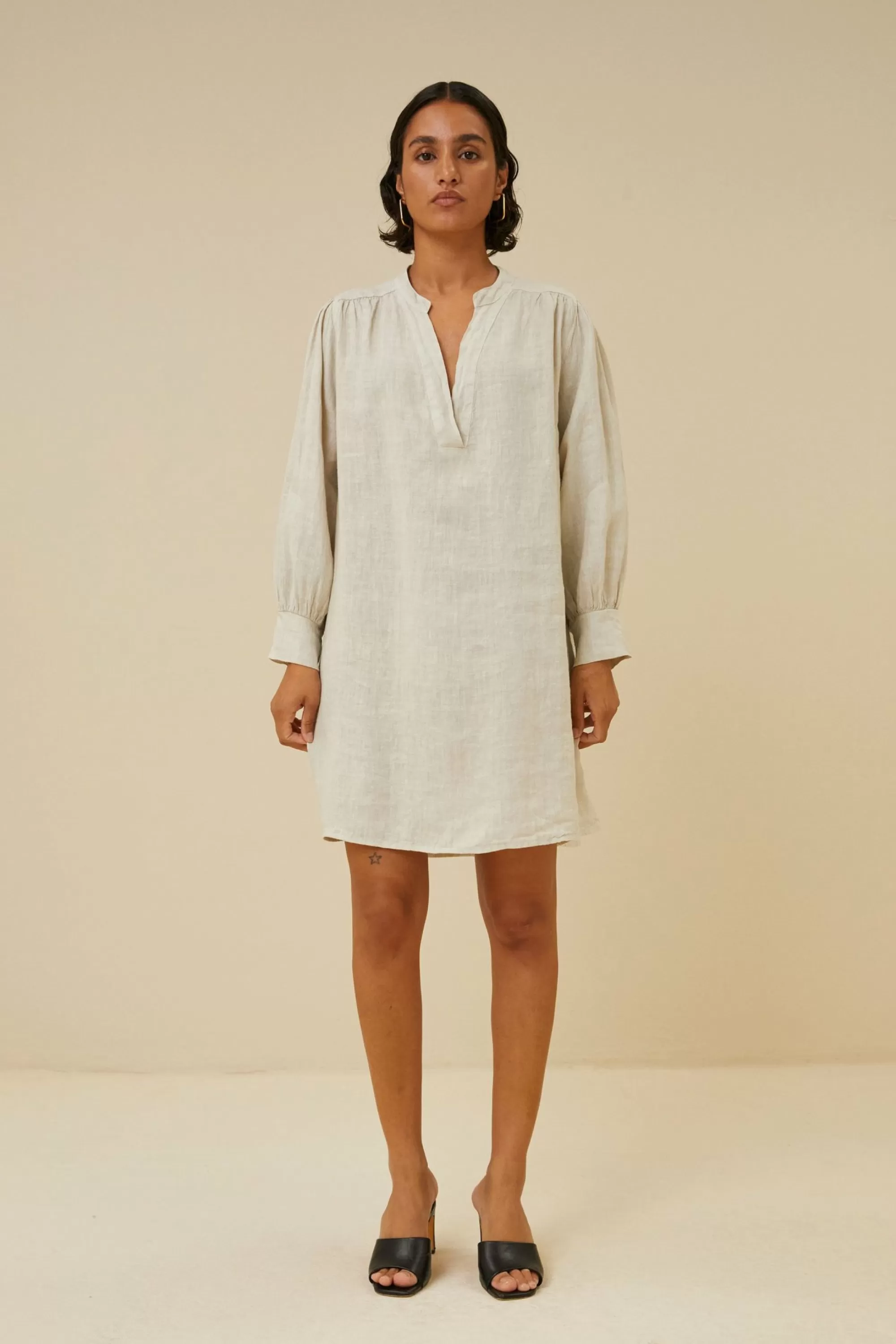 By bar Resa Linen Dress Chalk New