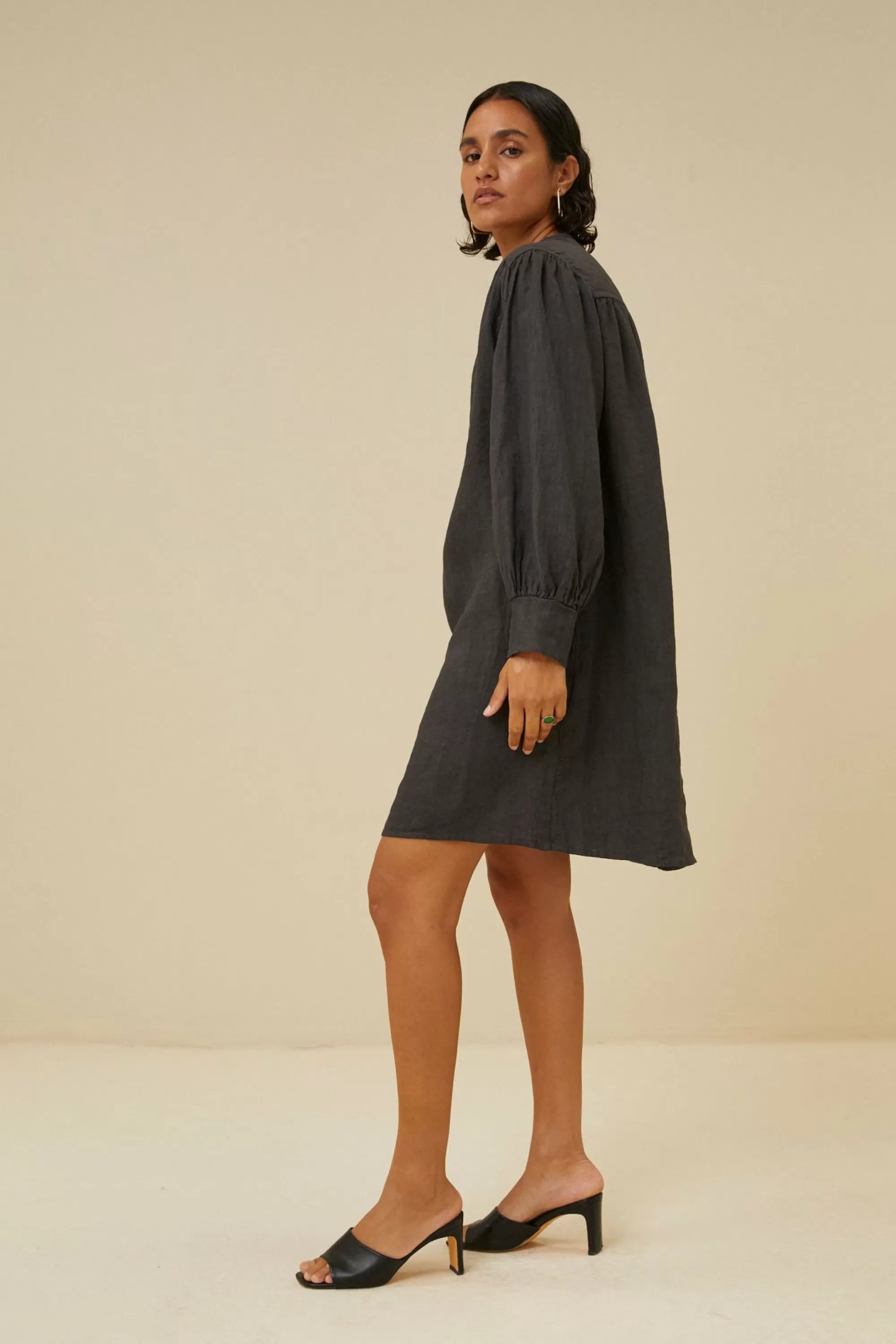 By bar Resa Linen Dress Jet-Black Fashion