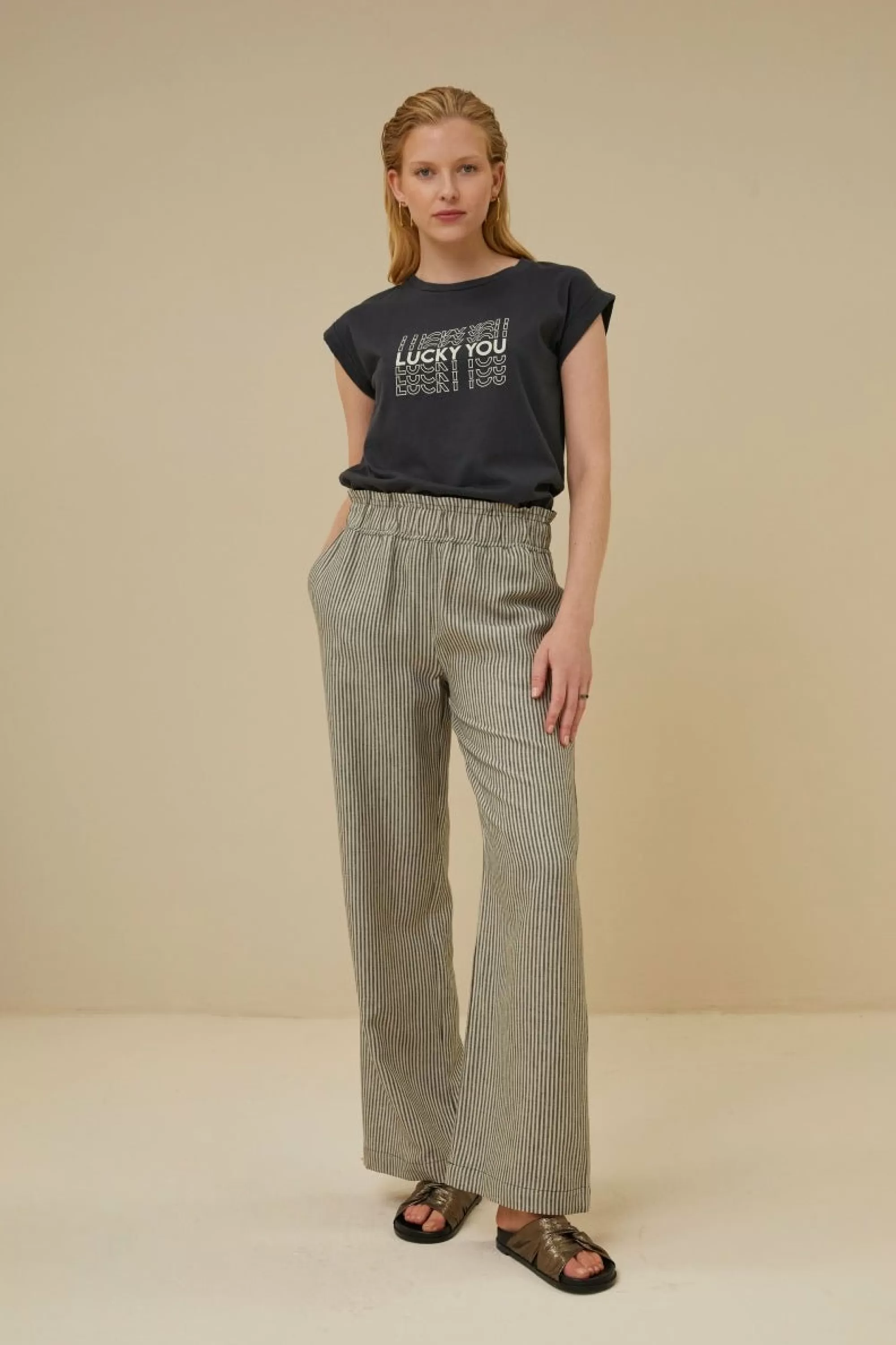 By bar Robyn Linen Stripe Pant Jet-Black Best Sale