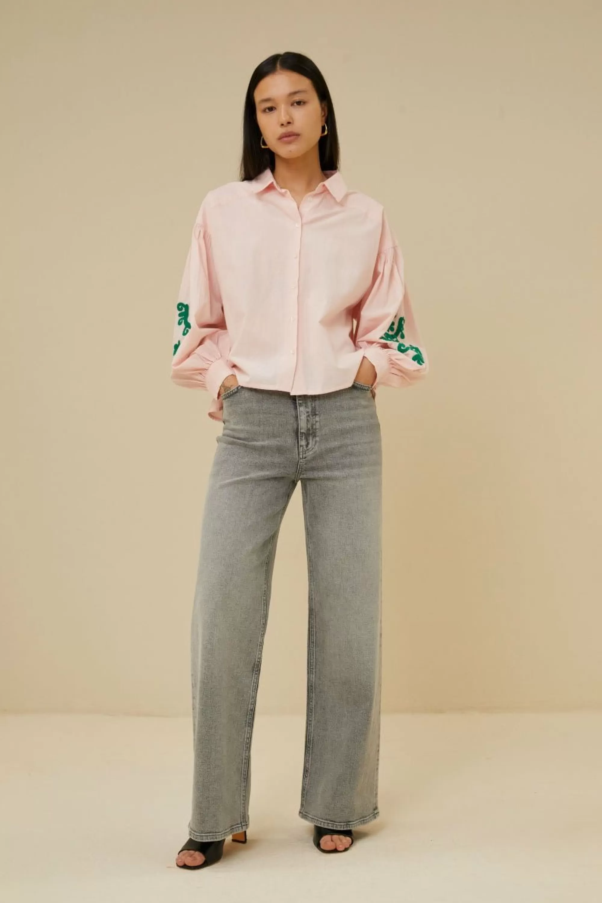 By bar Sarah Short Chambray Blouse Light-Pink Store