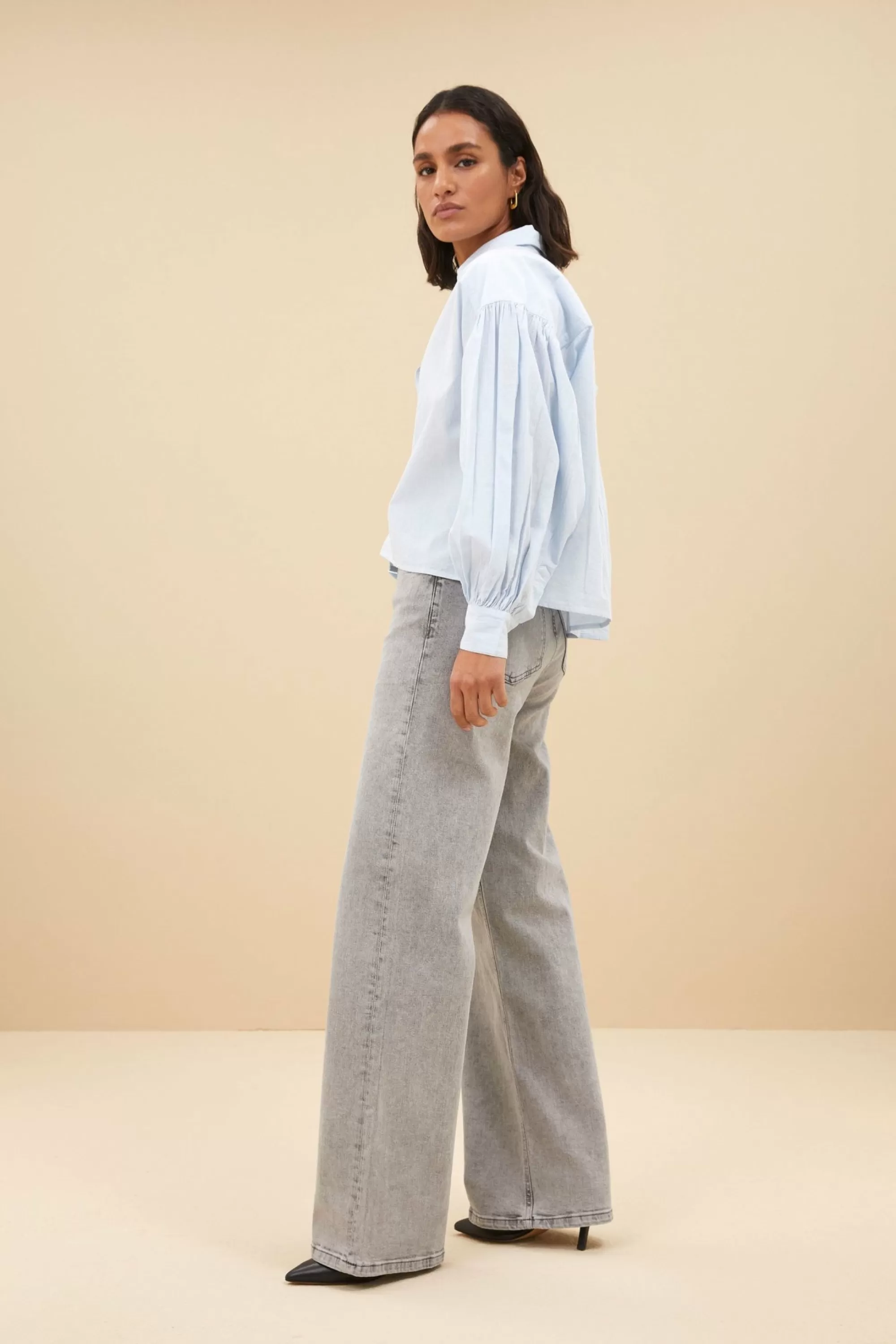 By bar Sarah Short Chambray Blouse Light-Blue Best