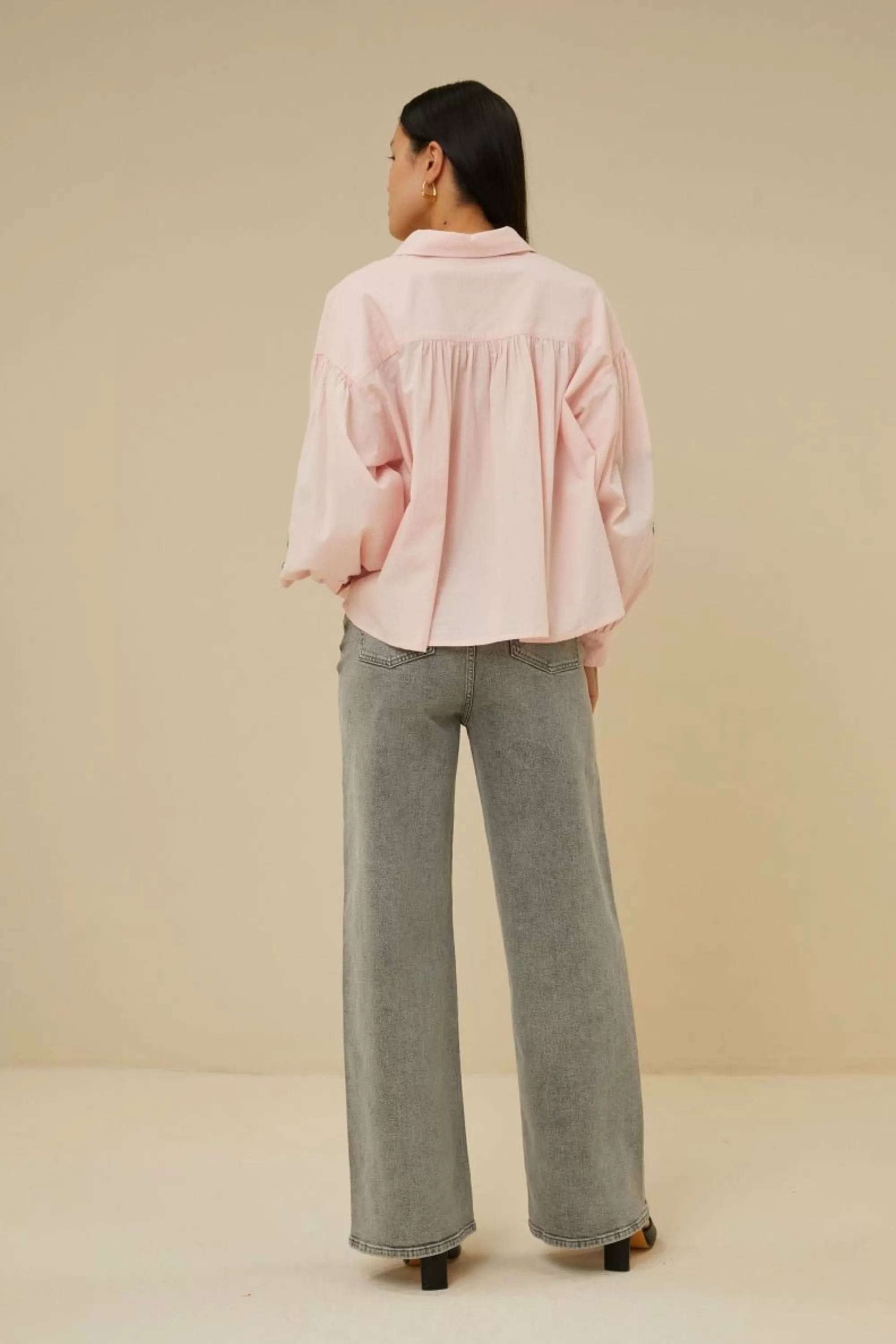 By bar Sarah Short Chambray Blouse Light-Pink Fashion