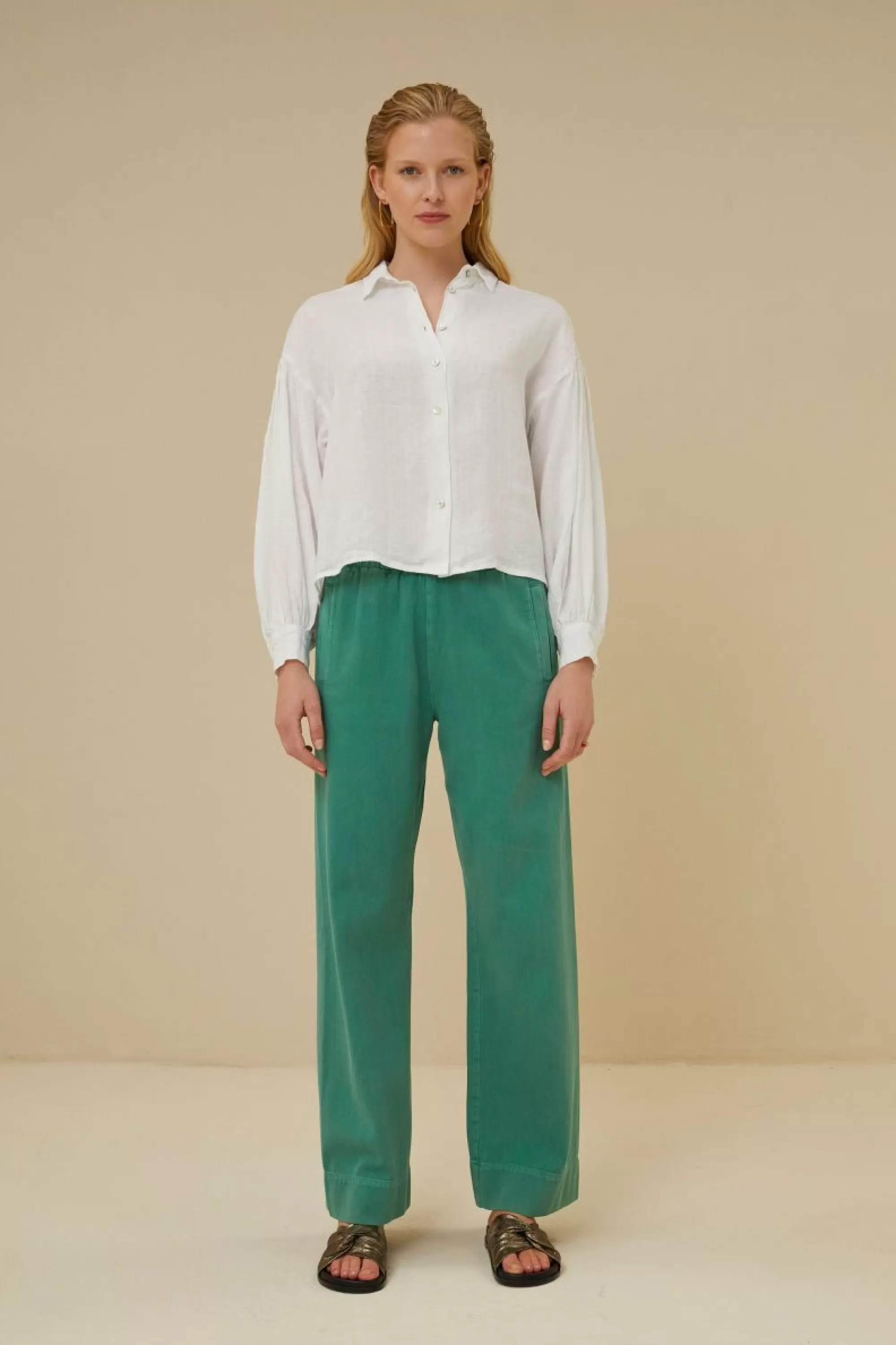 By bar Sarah Short Linen Blouse Bright-White Shop