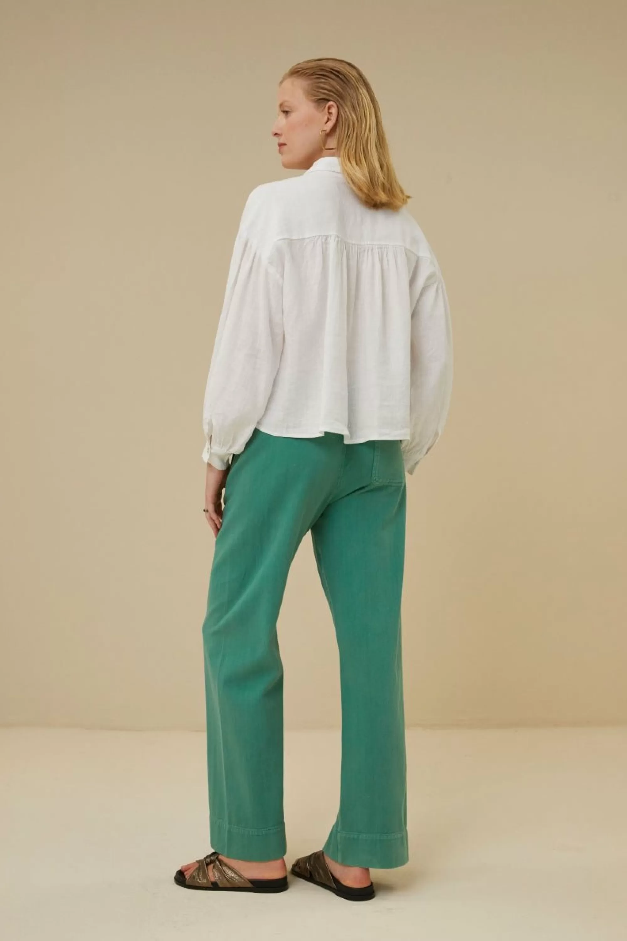 By bar Sarah Short Linen Blouse Bright-White Shop