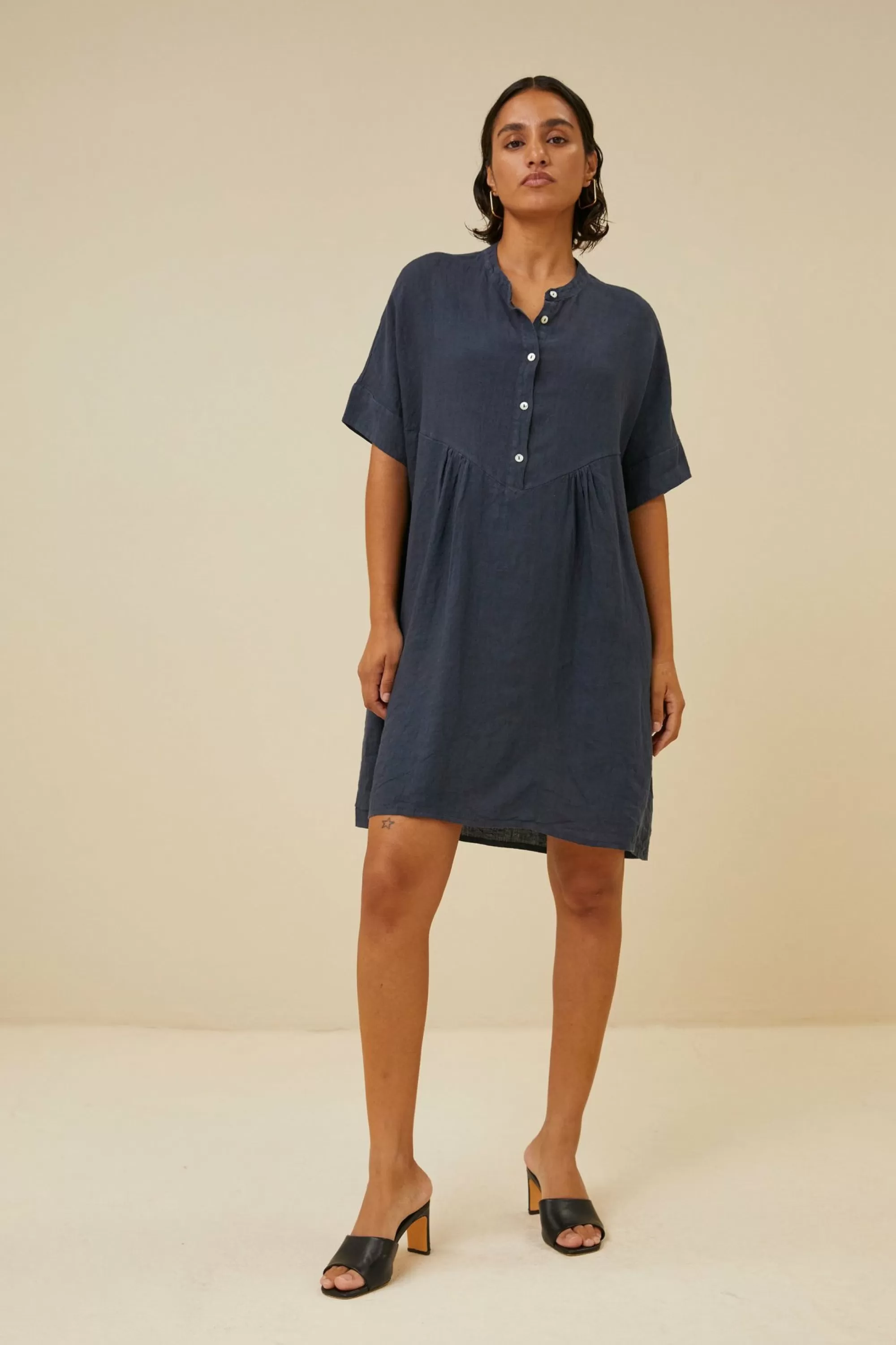 By bar Tais Linen Dress Midnight Shop