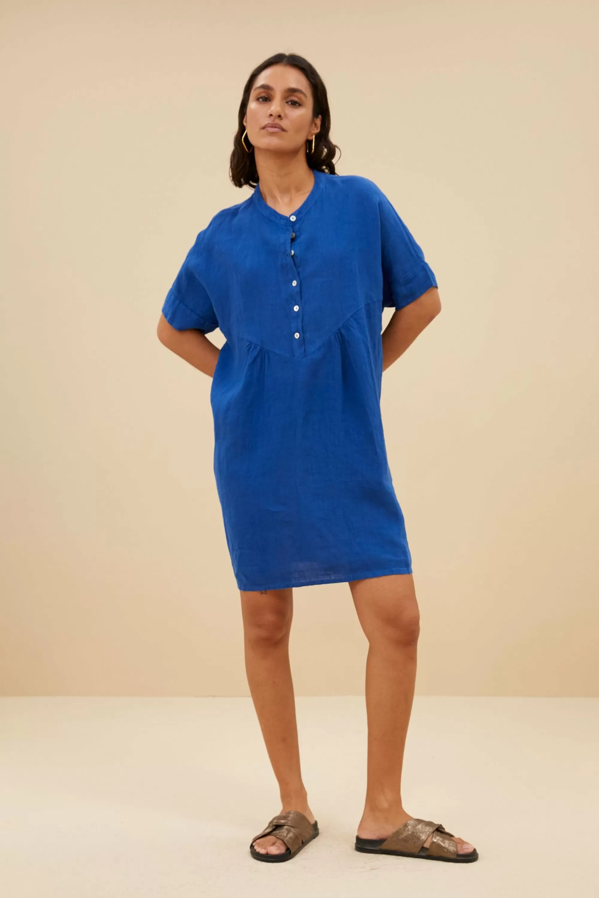 By bar Tais Linen Dress Kingsblue Outlet