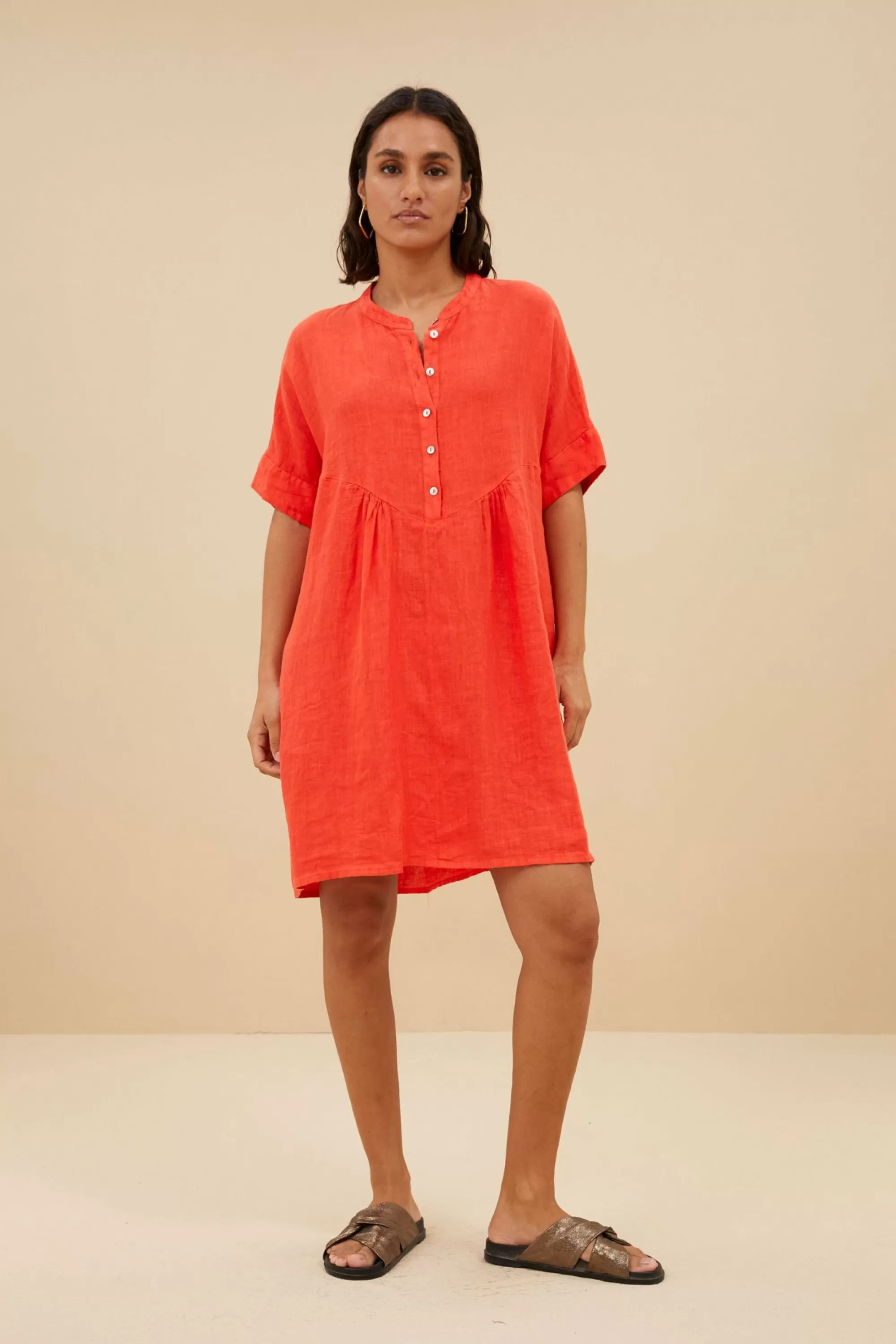 By bar Tais Linen Dress Poppy-Red Hot