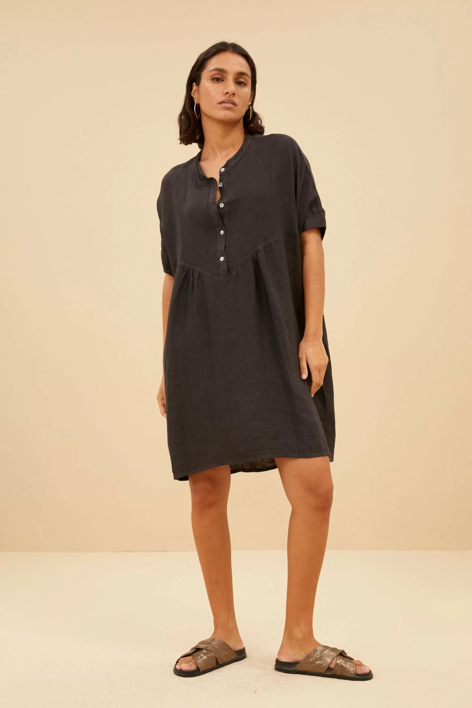 By bar Tais Linen Dress Jet-Black Cheap