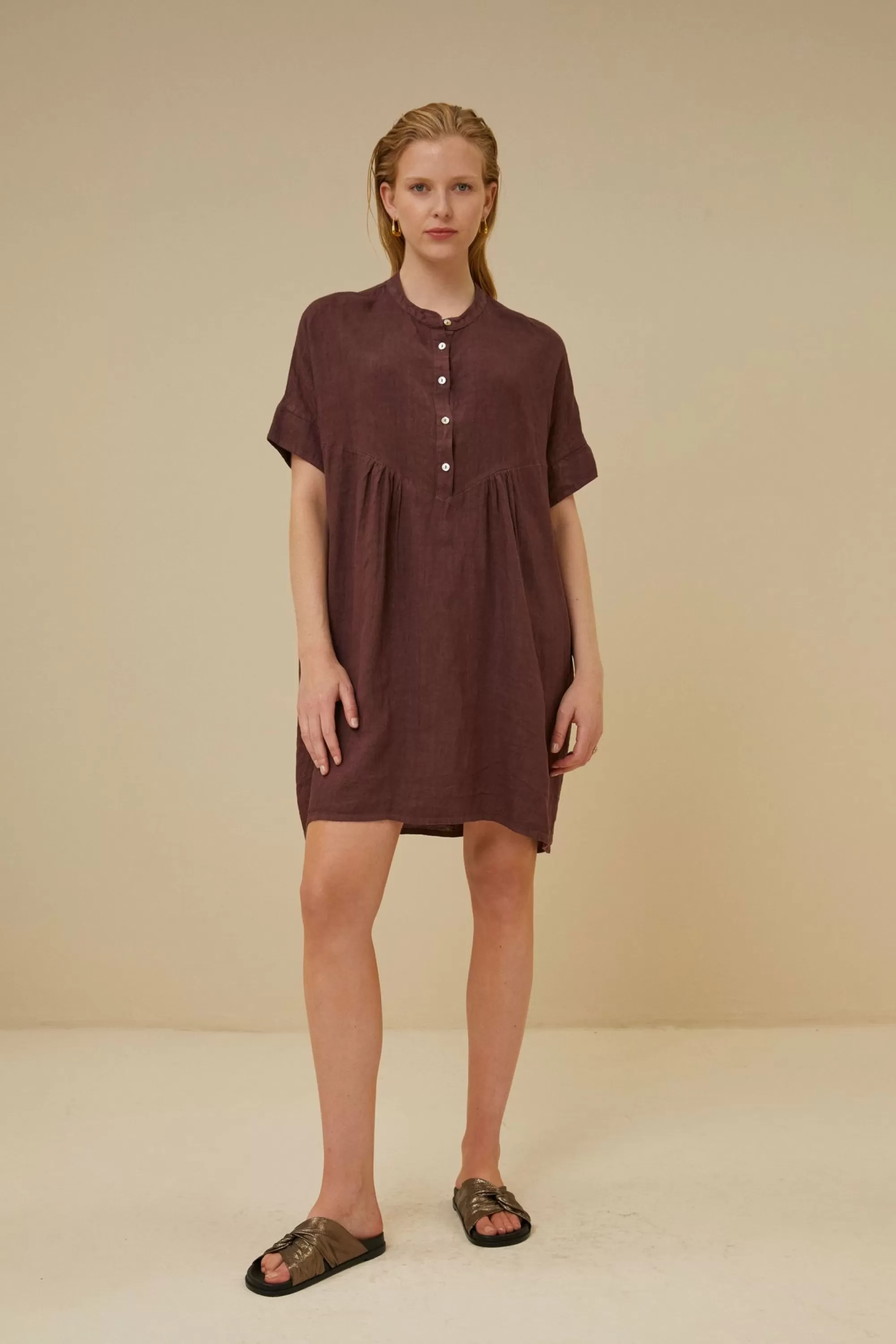 By bar Tais Linen Dress Huckleberry Best