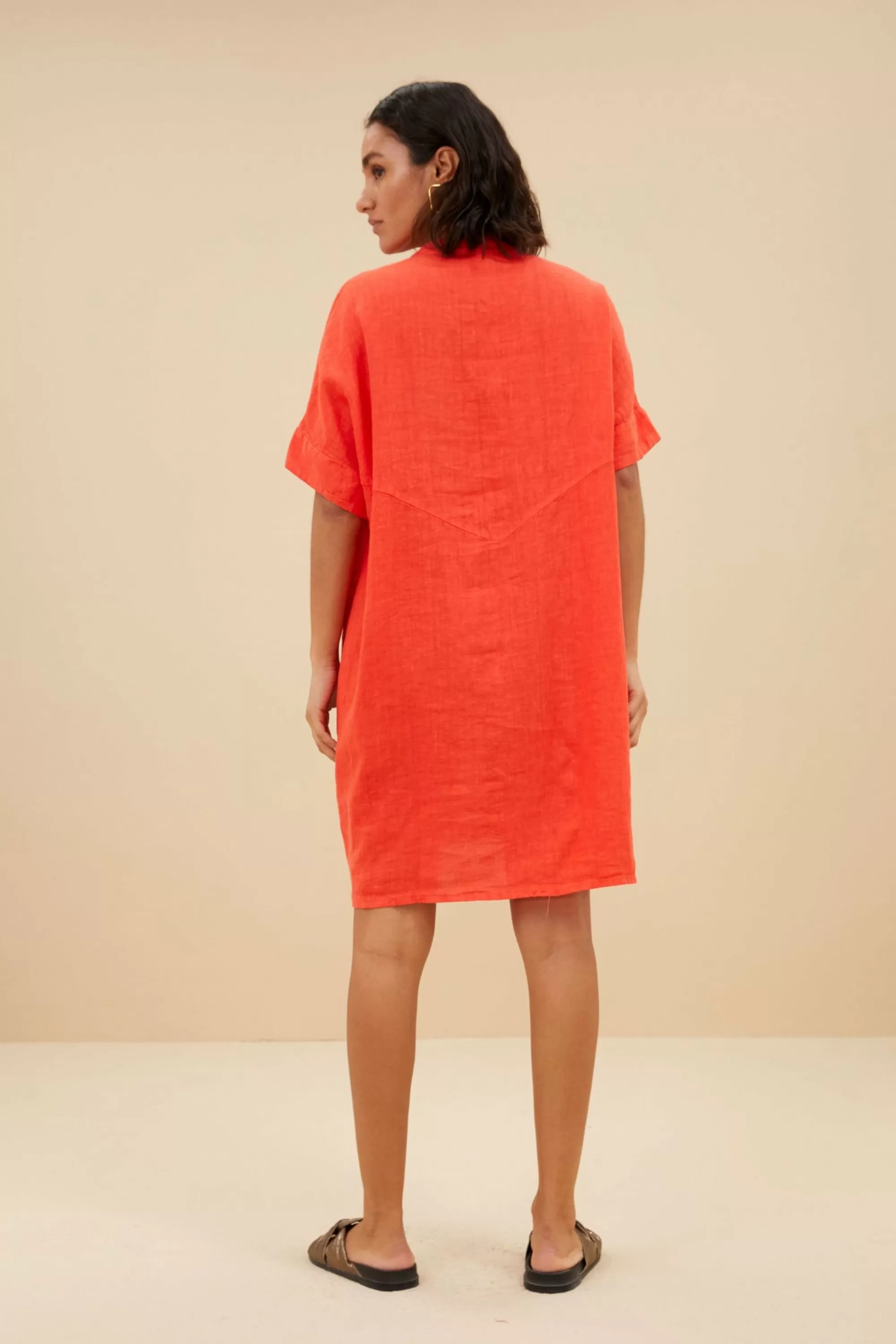 By bar Tais Linen Dress Poppy-Red Hot