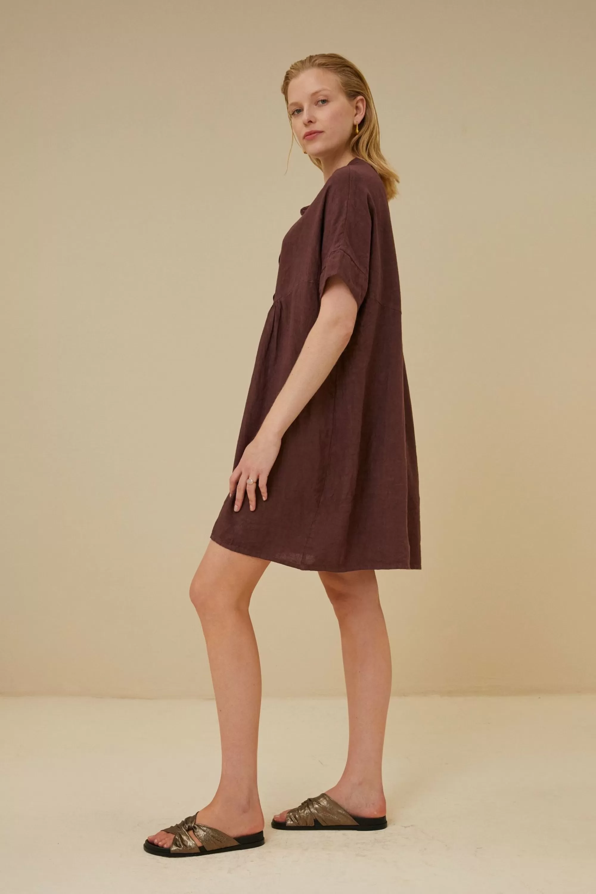 By bar Tais Linen Dress Huckleberry Best