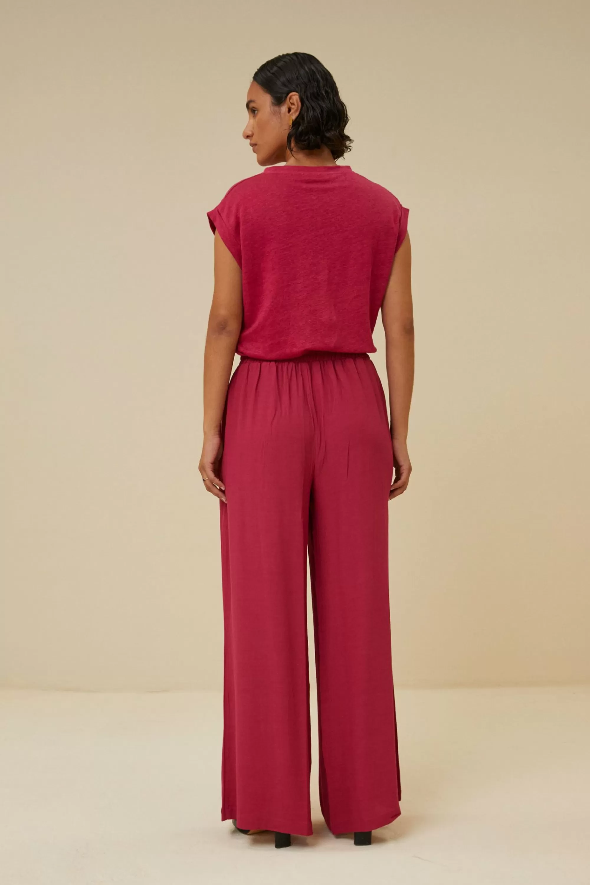 By bar Thelma Linen Top Cerise New