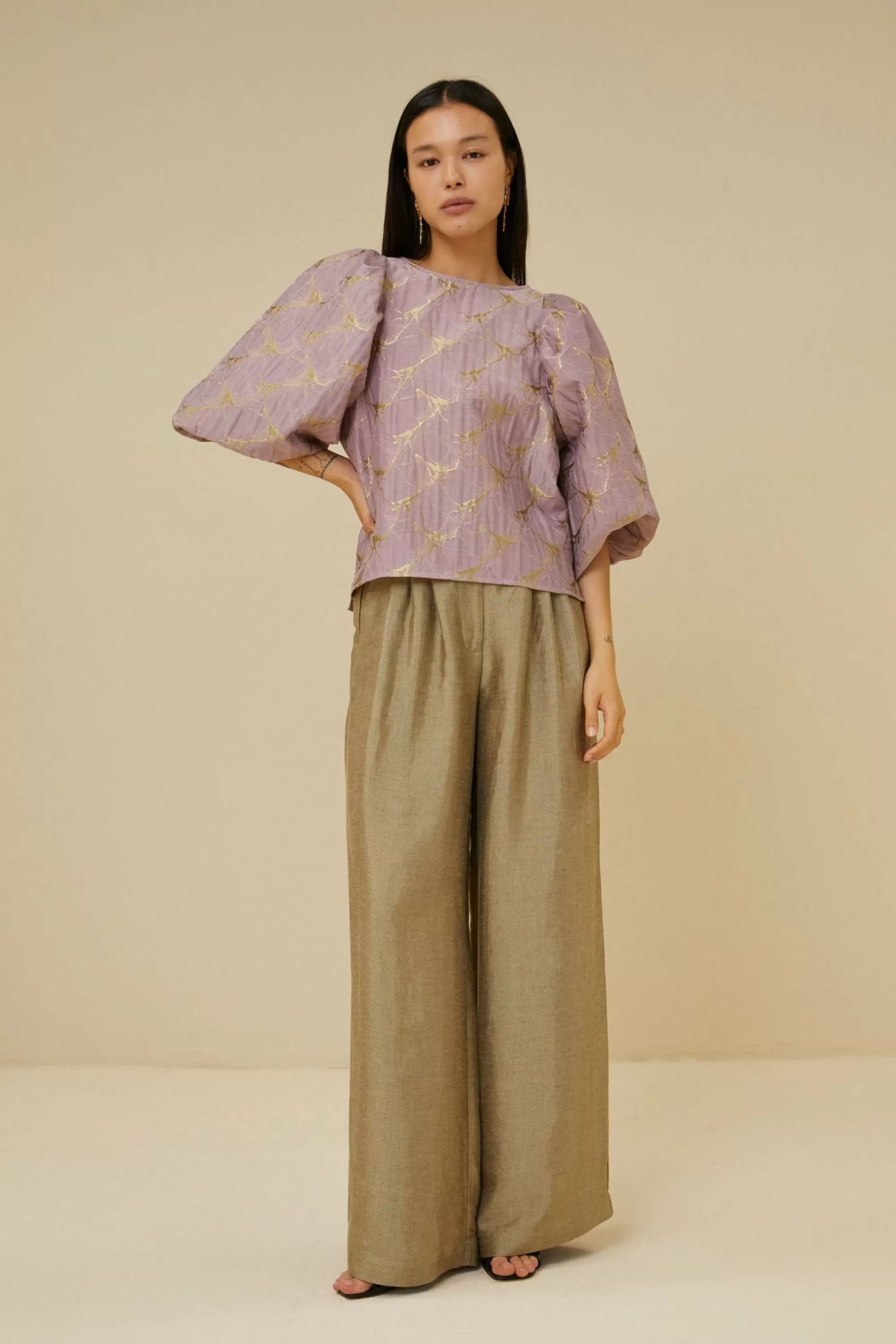 By bar Zasu Jacquard Blouse Dusty-Lilac Outlet