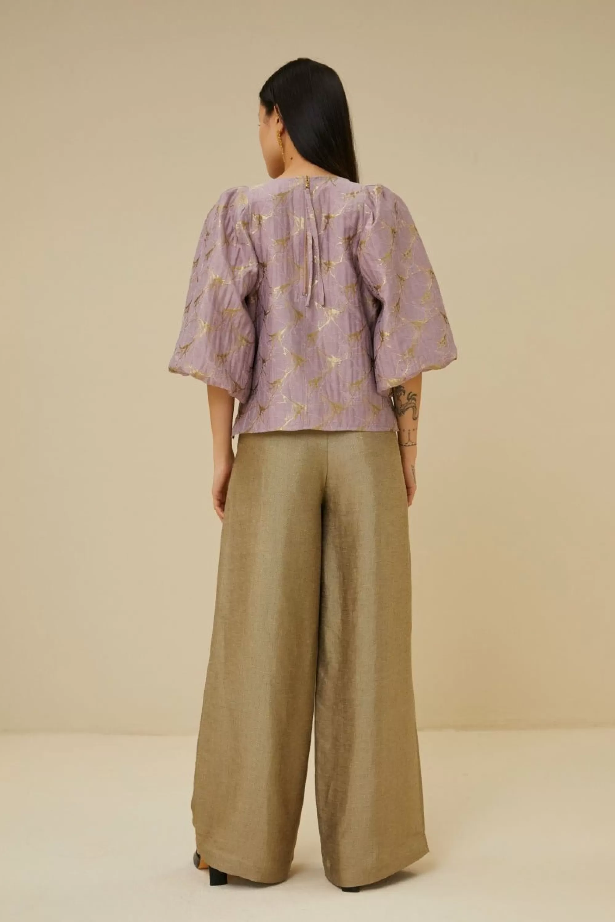 By bar Zasu Jacquard Blouse Dusty-Lilac Outlet